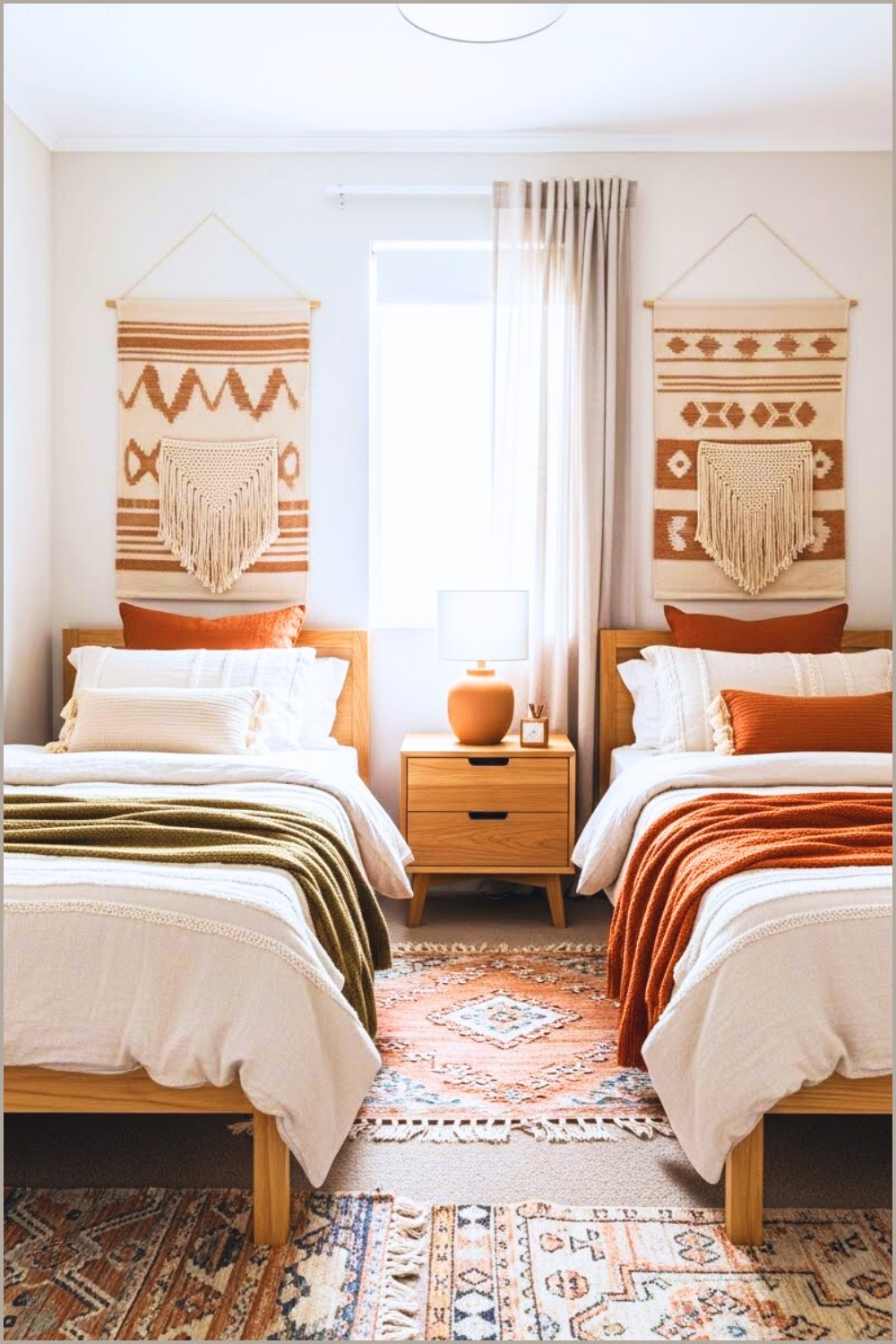 Cozy Small Shared Kids Bedroom, Two Twin Beds Side By Side