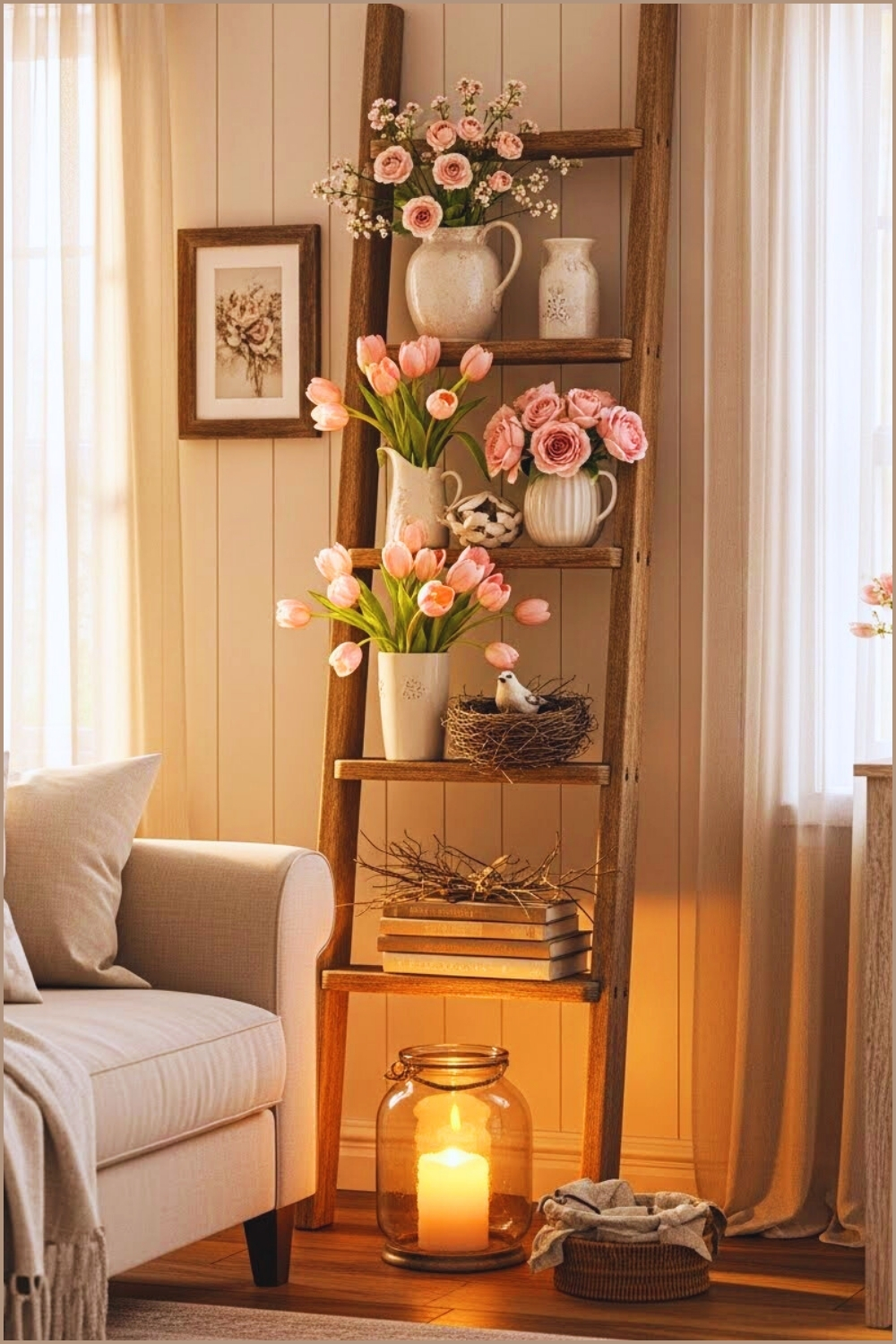 Cozy Spring Cottage Living Room Decor Rustic Wooden