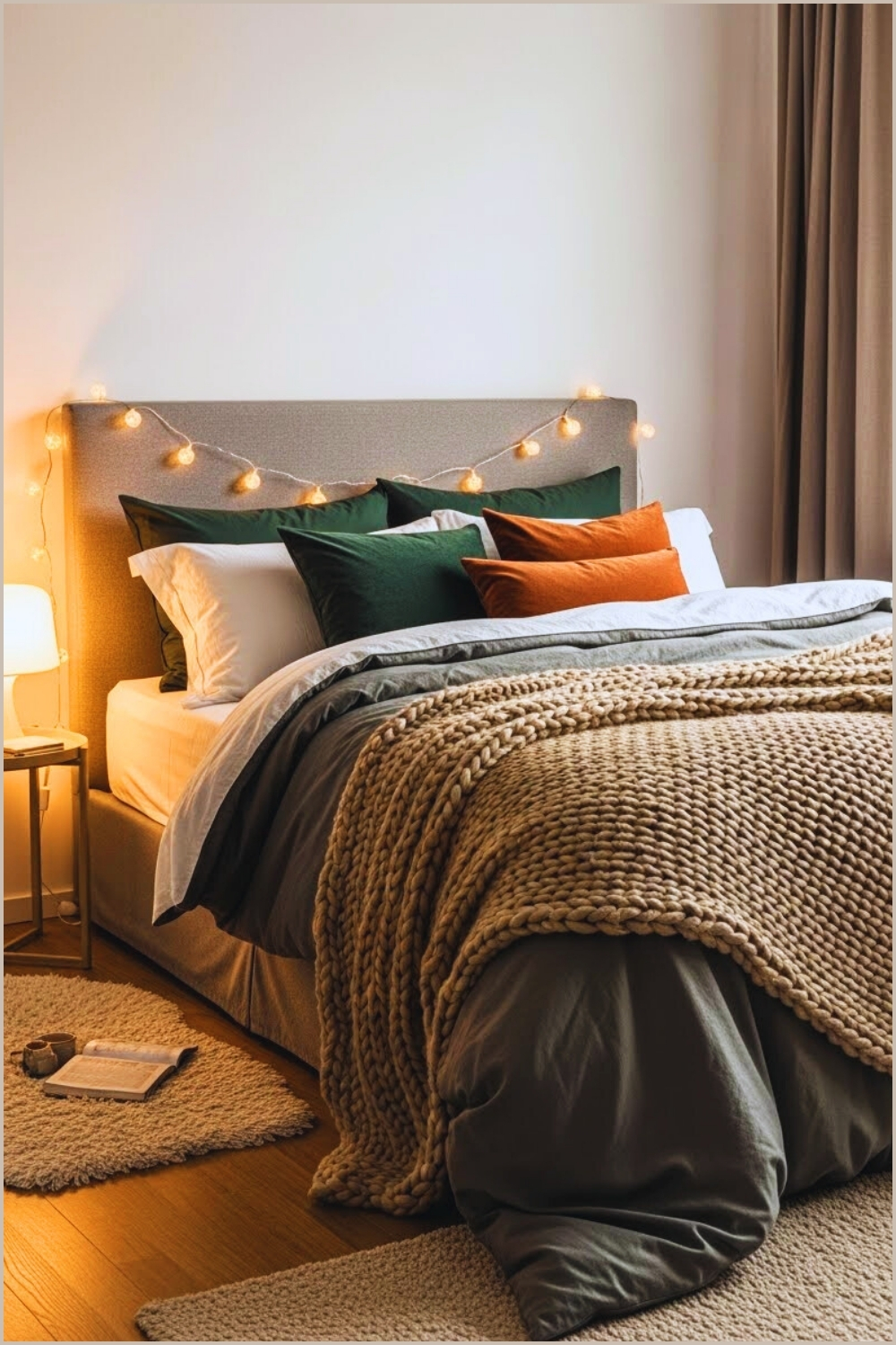 Cozy Winter Bedroom Interior With Layered Bedding