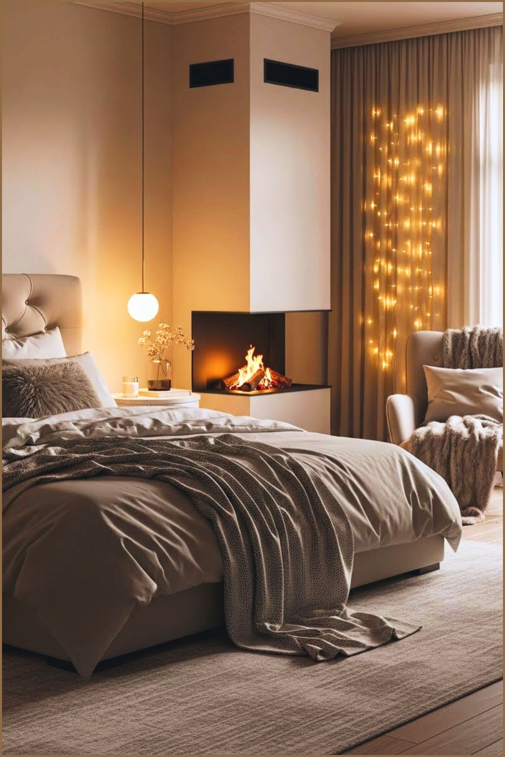 Cozy Winter Bedroom Interior With Tasteful Faux Fur Textures