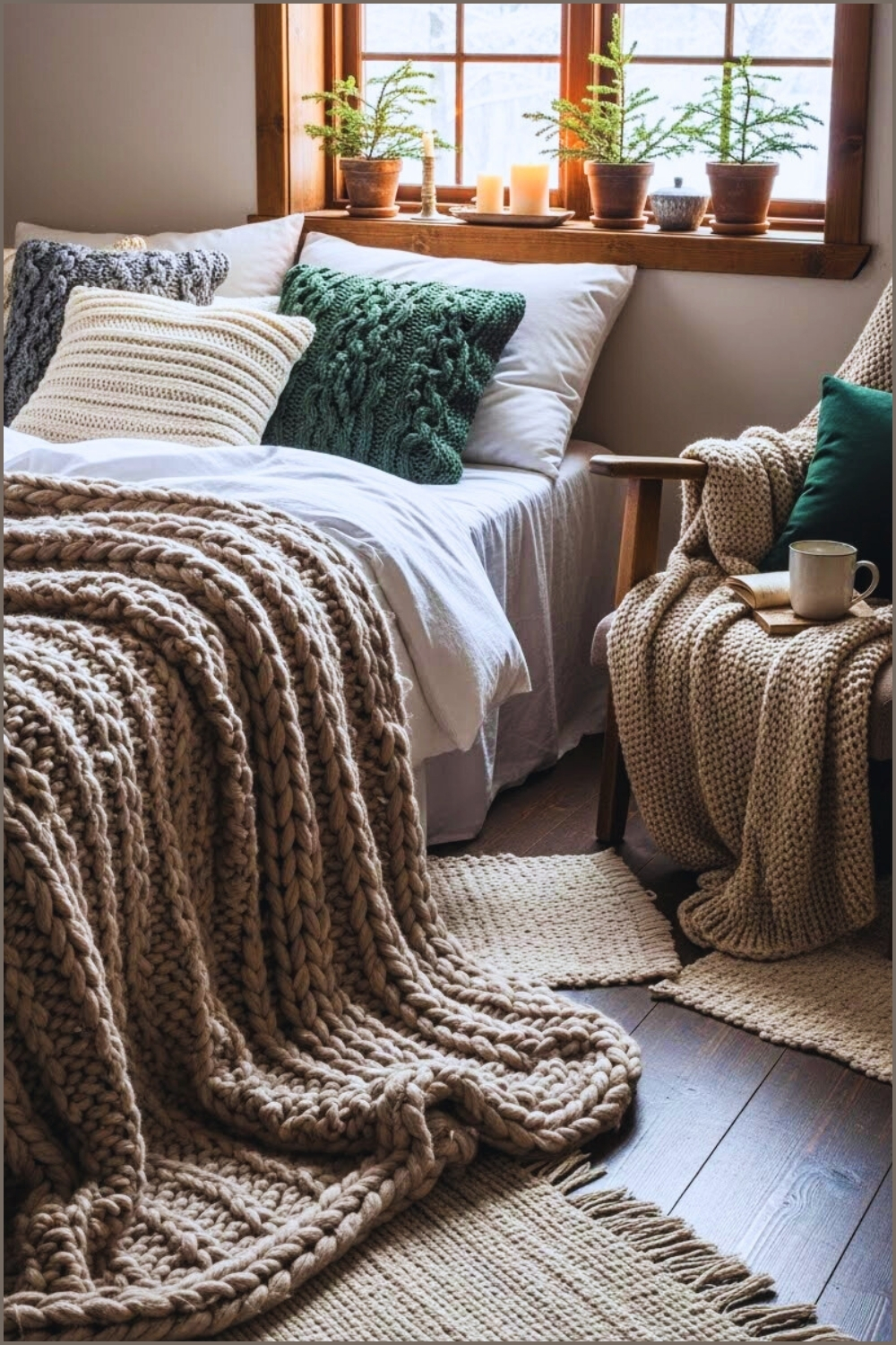 Cozy Winter Bedroom With Chunky Knit Textures