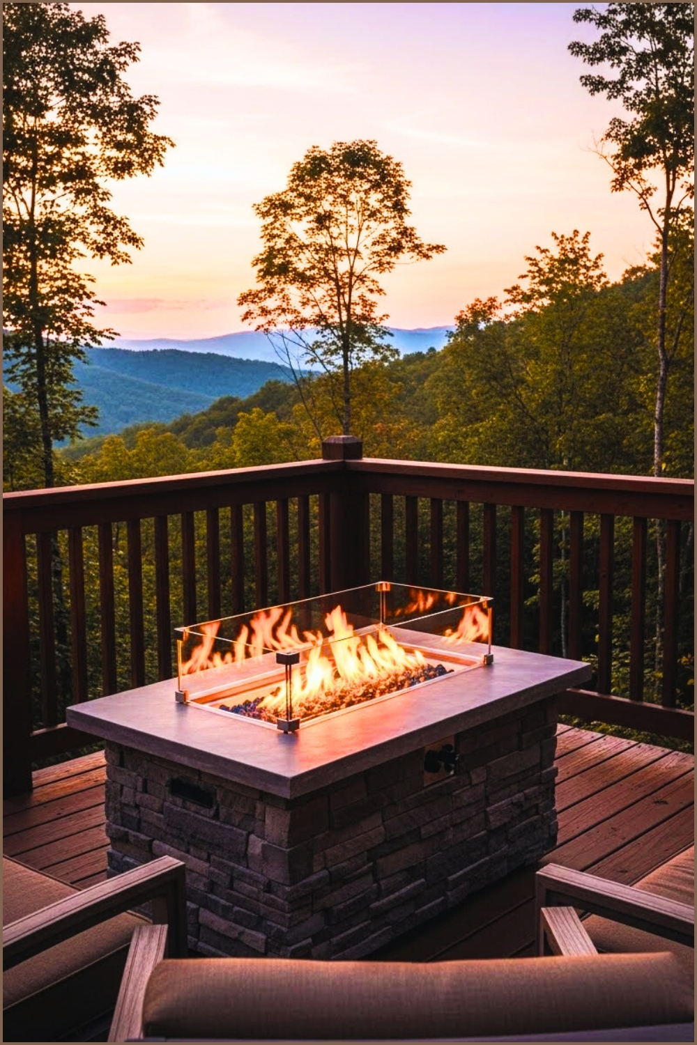 Cozy Wooden Deck Overlooking Lush Mountain Forest