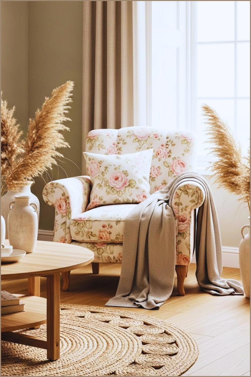 Cozy vintage cottage living room corner