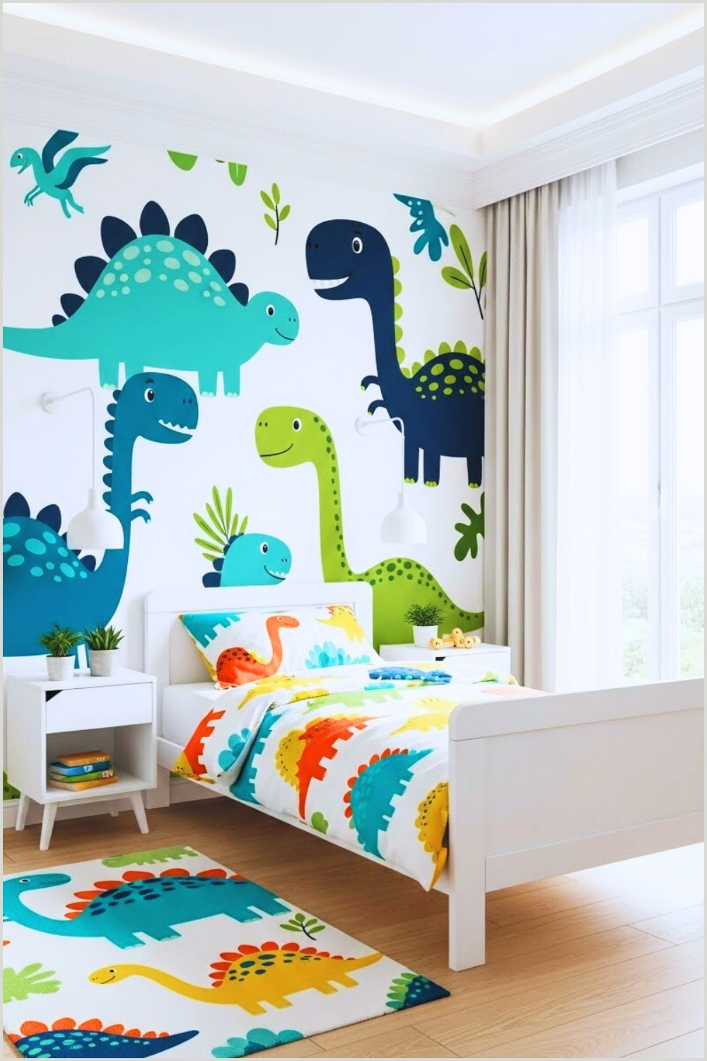 Dinosaur Themed Kids Bedroom Interior Playful And Colorful