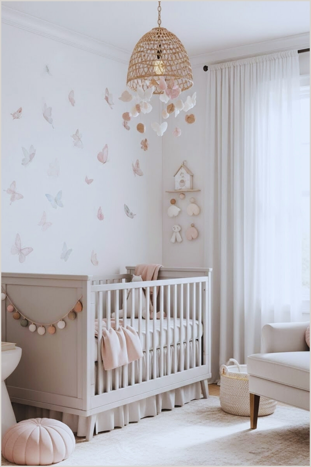 Dreamy Butterfly Nursery With Pastel Butterfly Wall