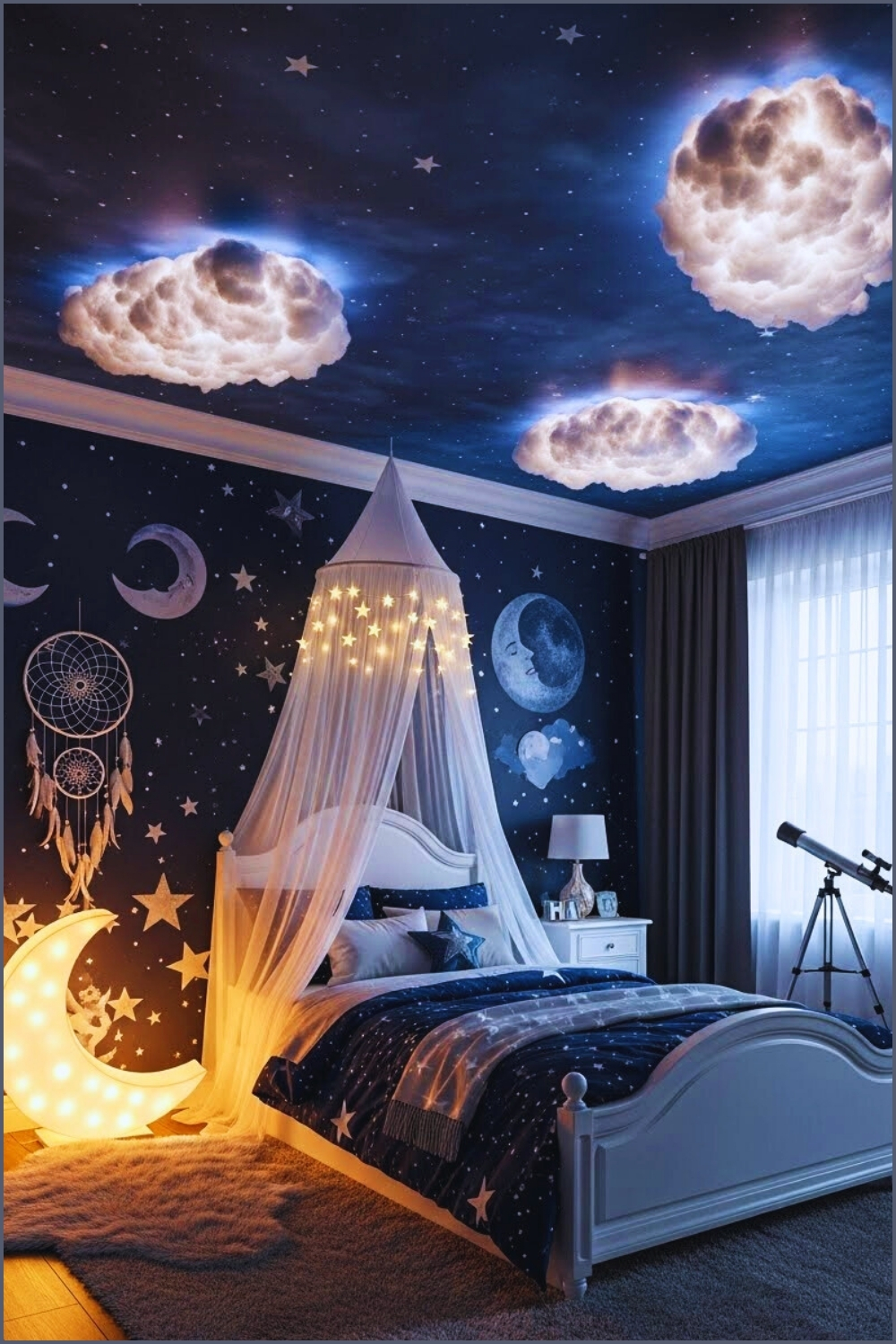 Dreamy Celestial Bedroom With A Starry Night