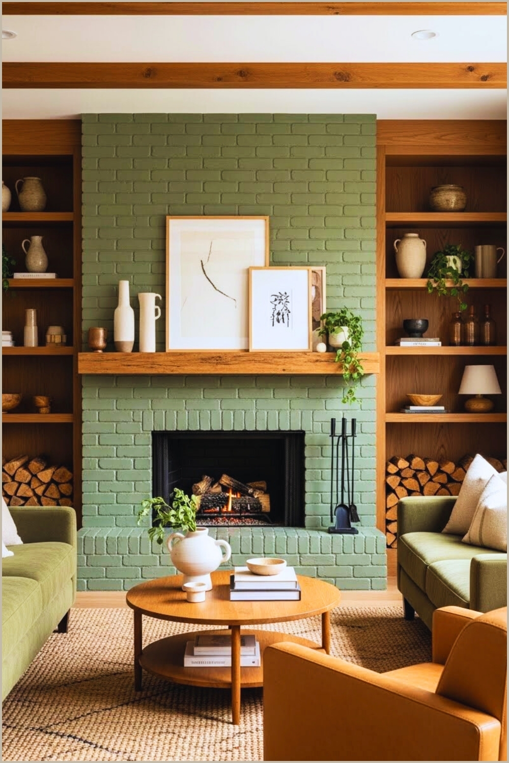 Earthy Modern Living Room With A Sage Green