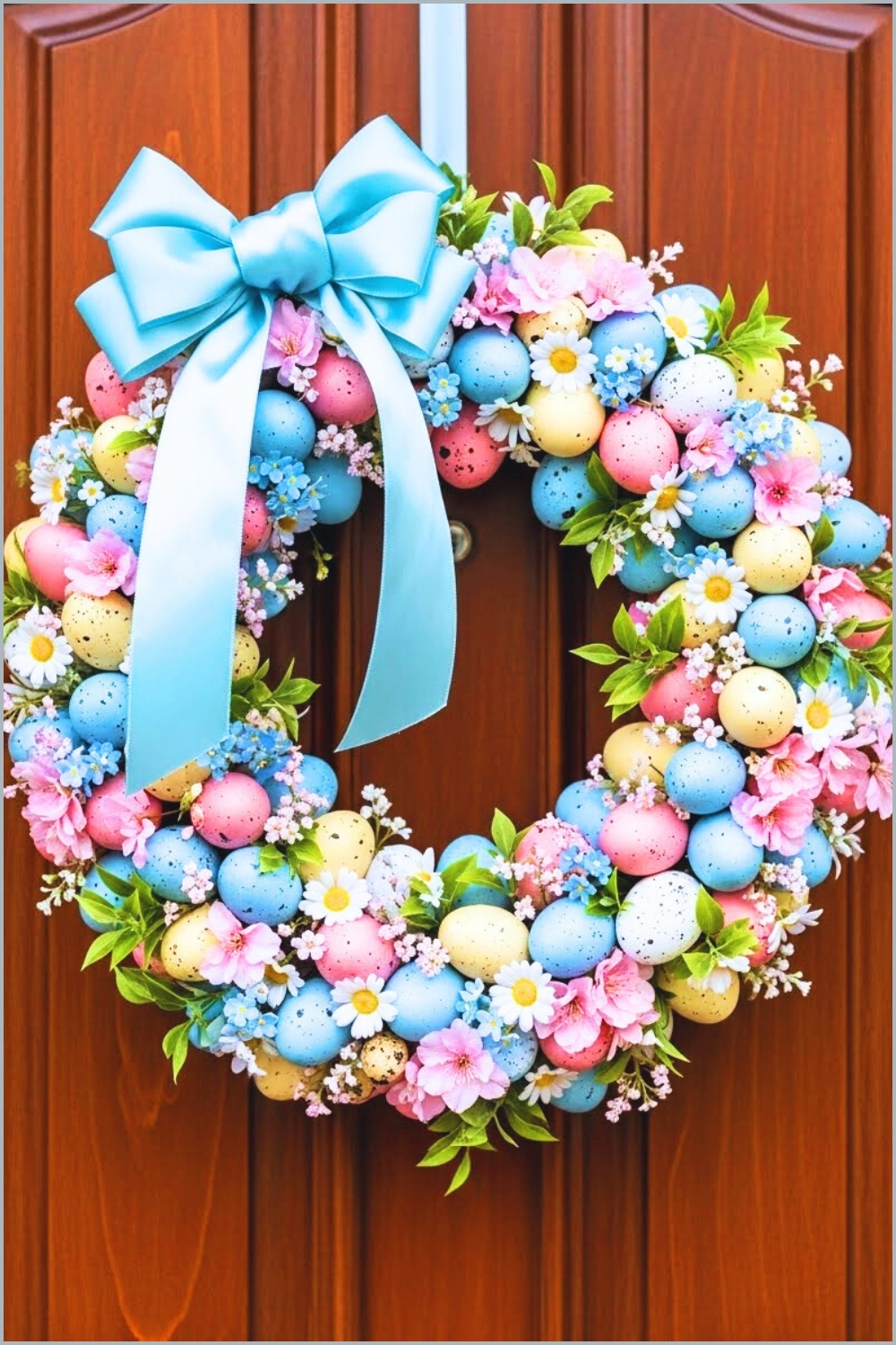 Easter Door Decor, Pastel Easter Egg Wreath Made