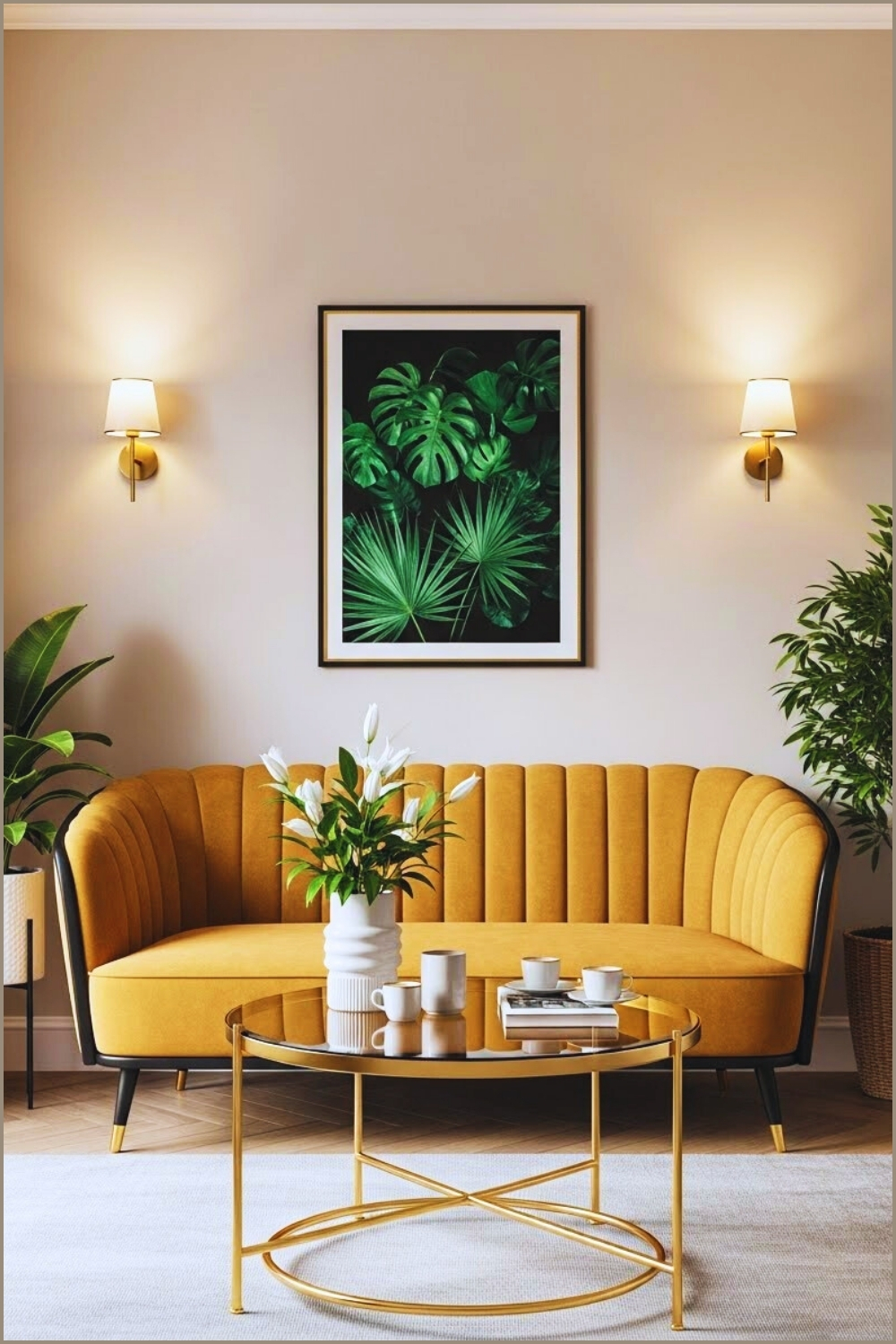 Elegant Art Deco Coffee Corner With Warm Neutral Walls