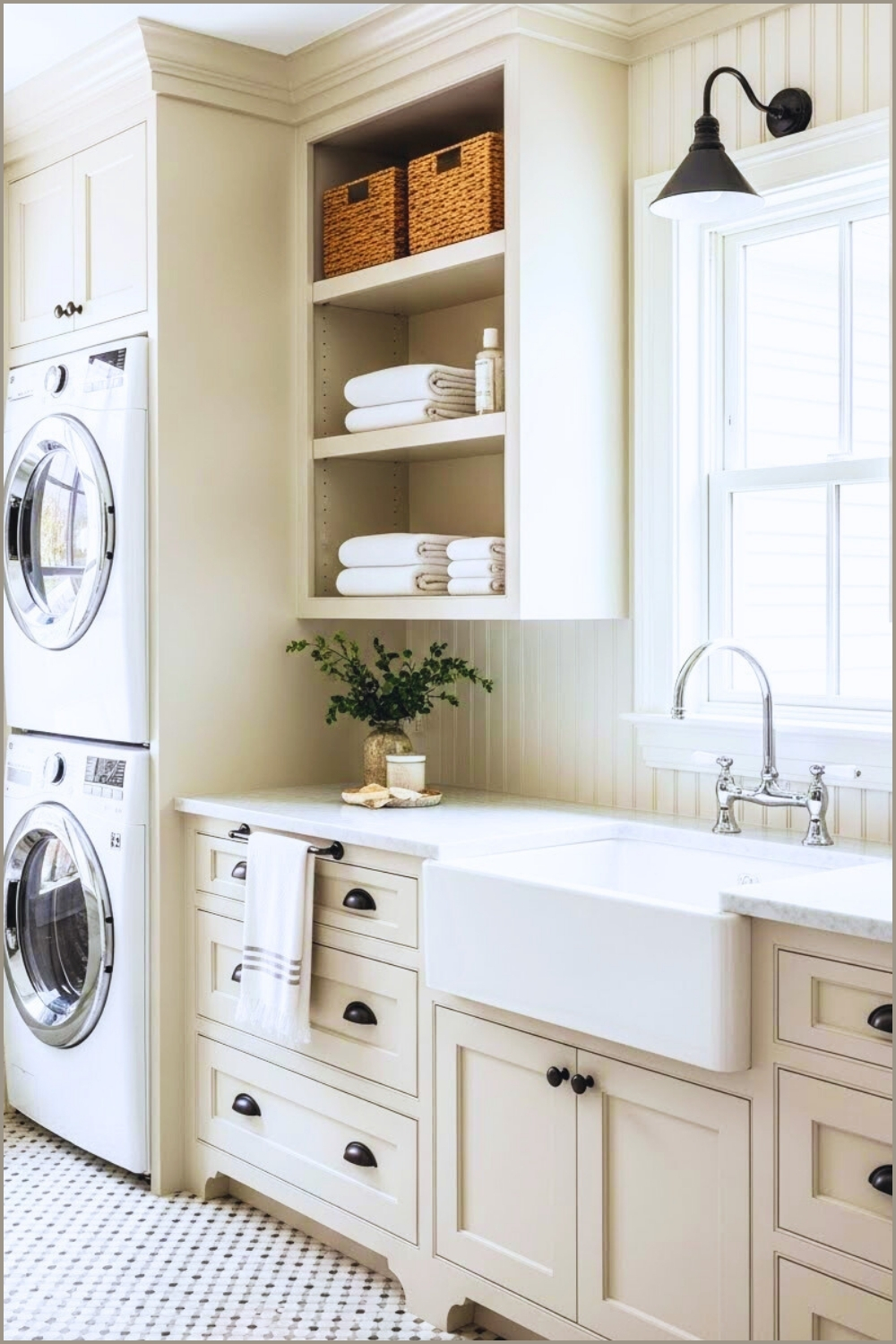 Elegant Cottage Style Laundry Room Built In Front Load