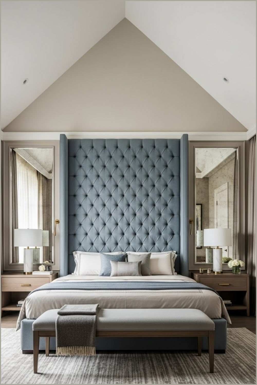 Elegant High Ceiling Bedroom With A Dramatic Extra Tall