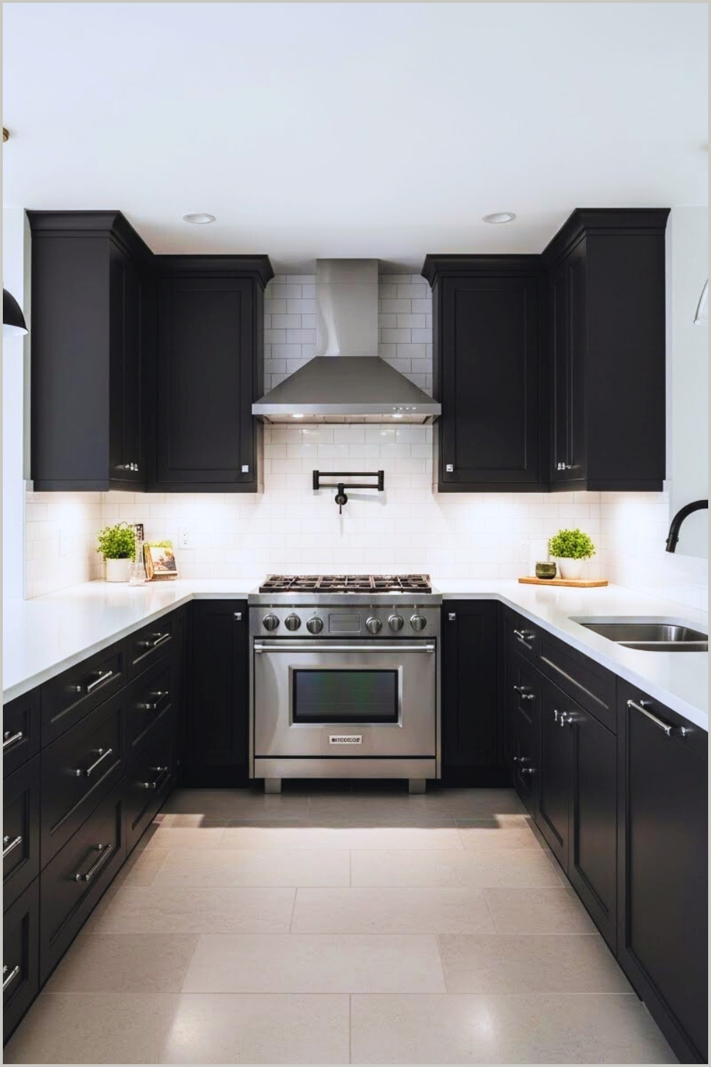 Elegant Modern Kitchen Interior Matte Black Shaker