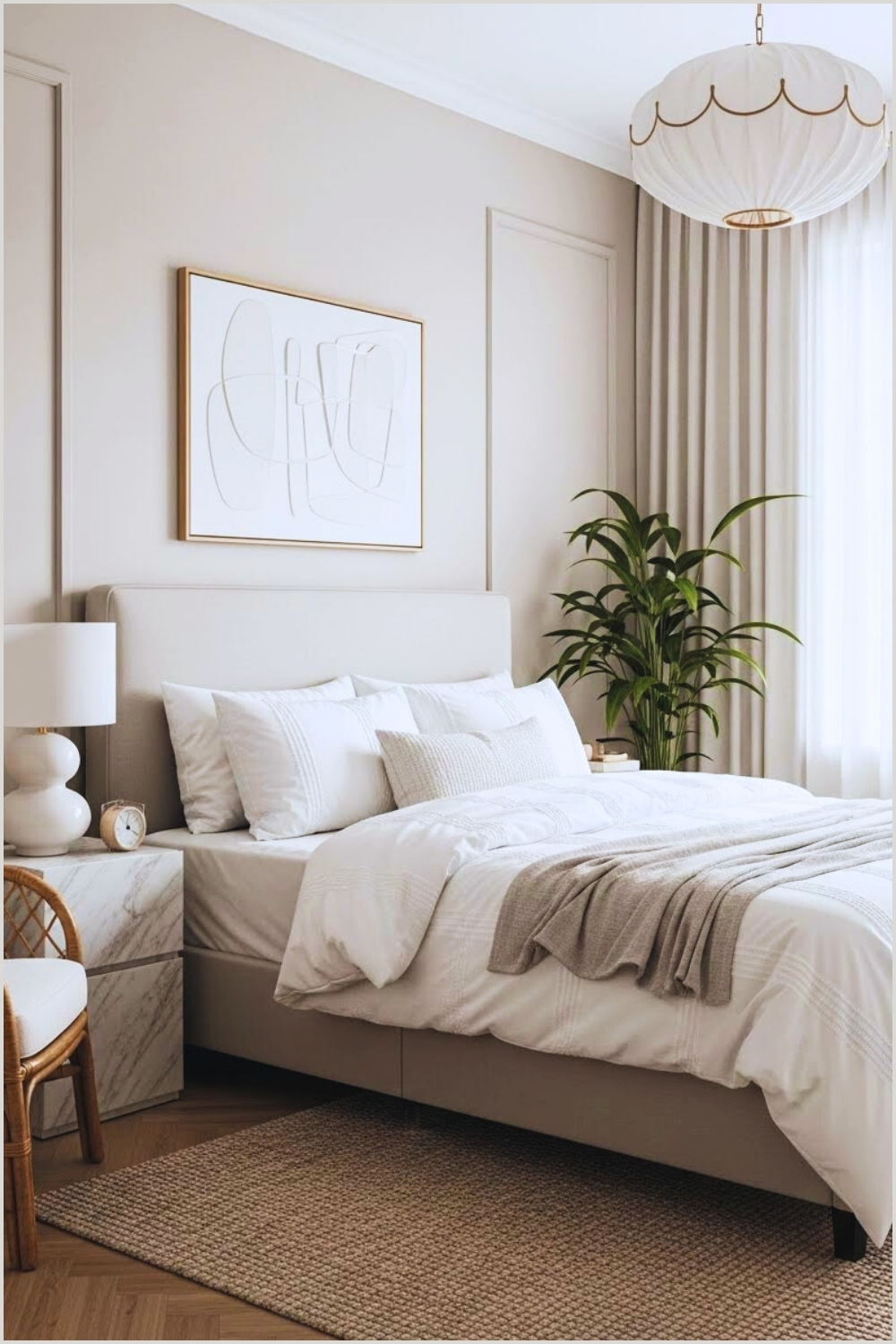 Elegant Modern Neutral Bedroom With Soft Beige And Warm