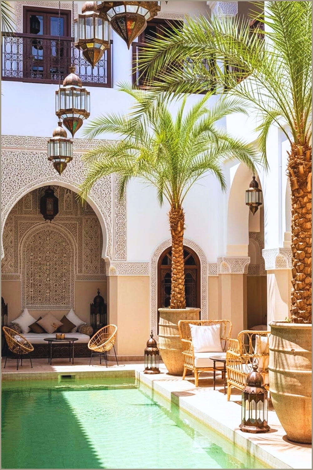 Elegant Moroccan Courtyard With Decorative Carved