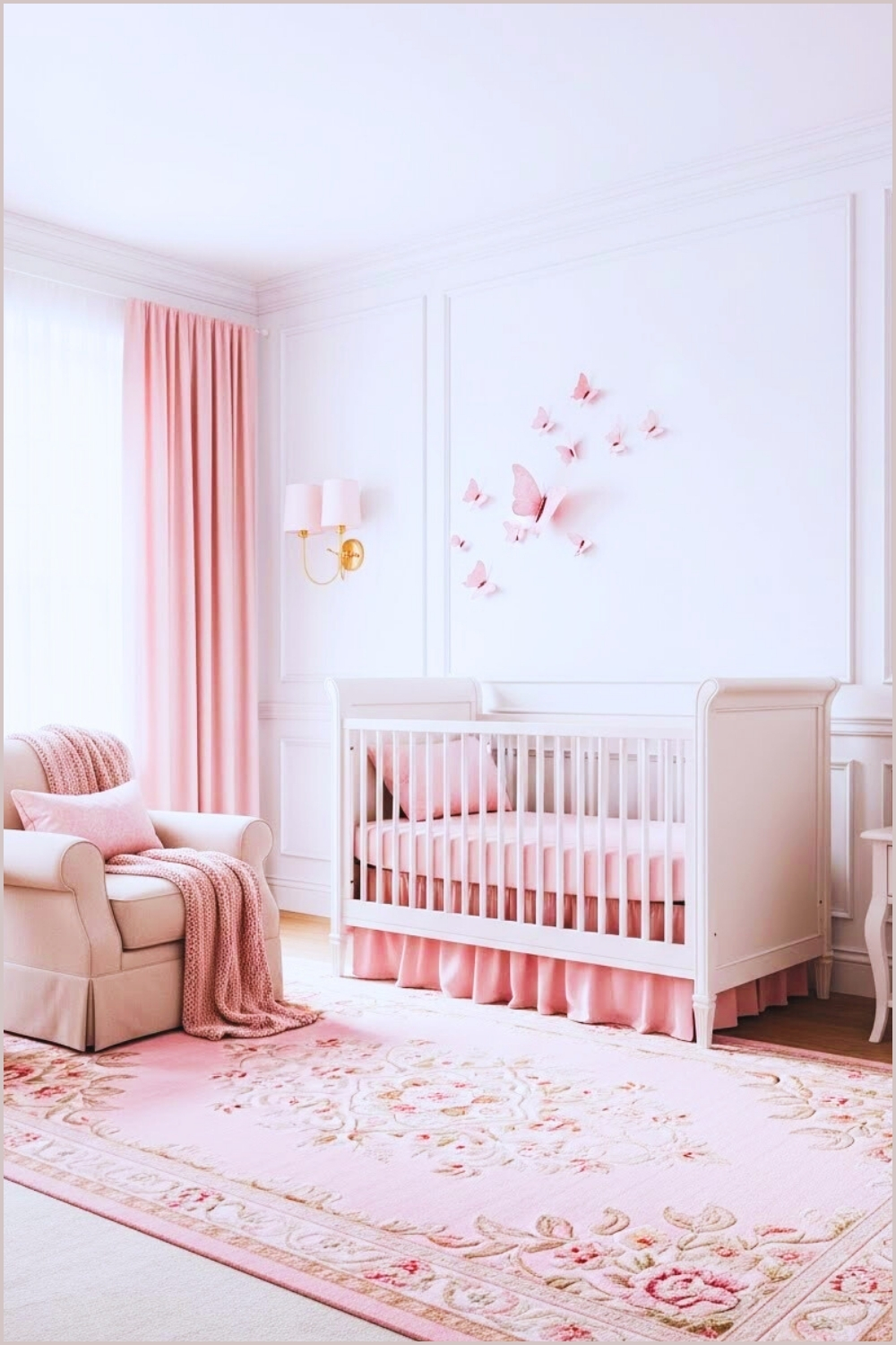 Elegant Pastel Pink Nursery With Soft Blush And Ivory Color Palette