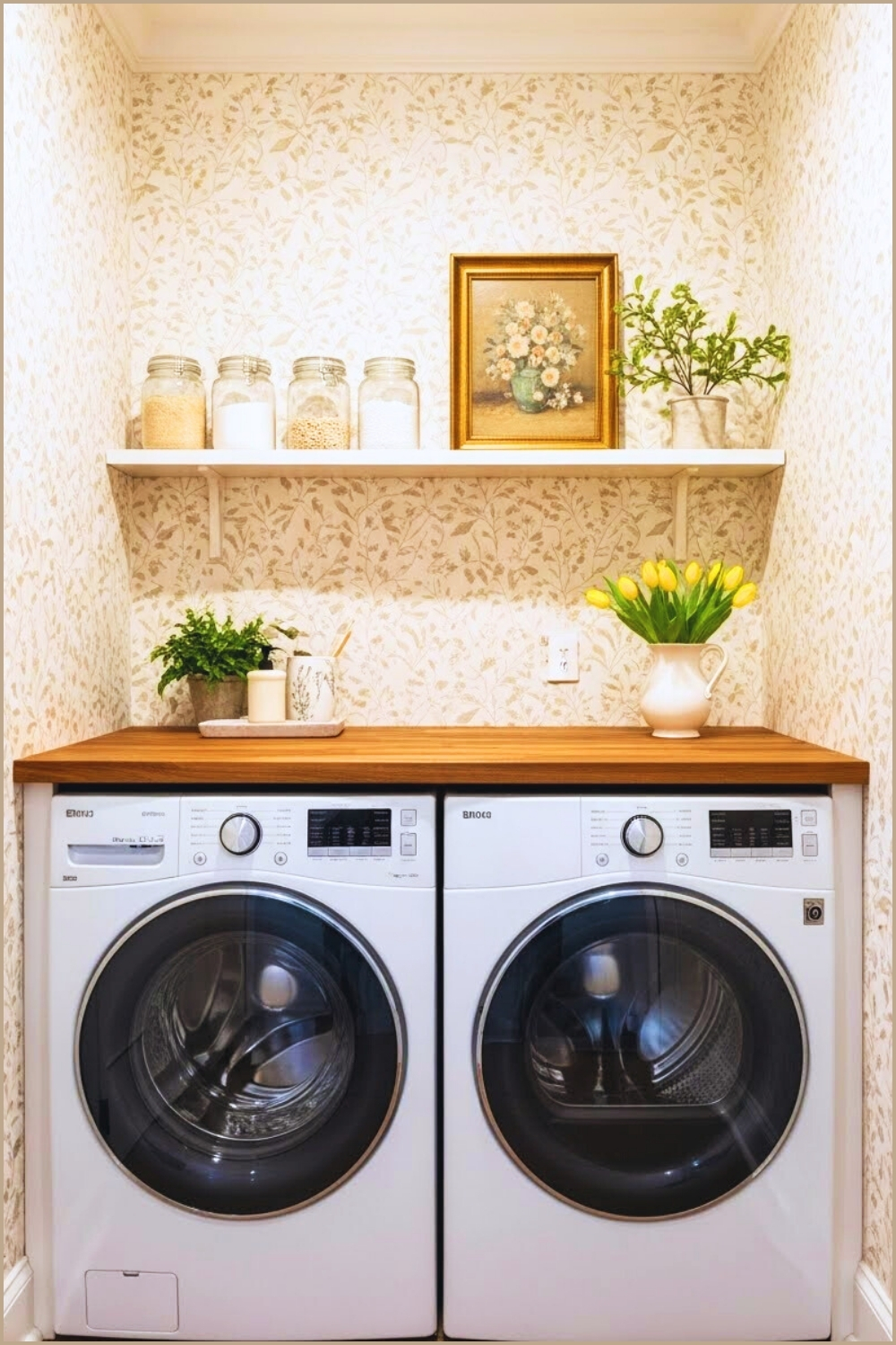 Elegant Small Laundry Room With Front Load Washer