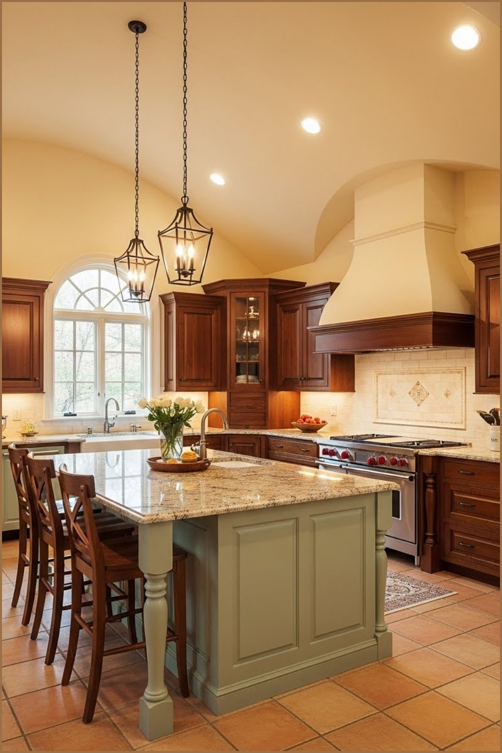 Elegant Traditional Kitchen With High Vaulted Ceilings