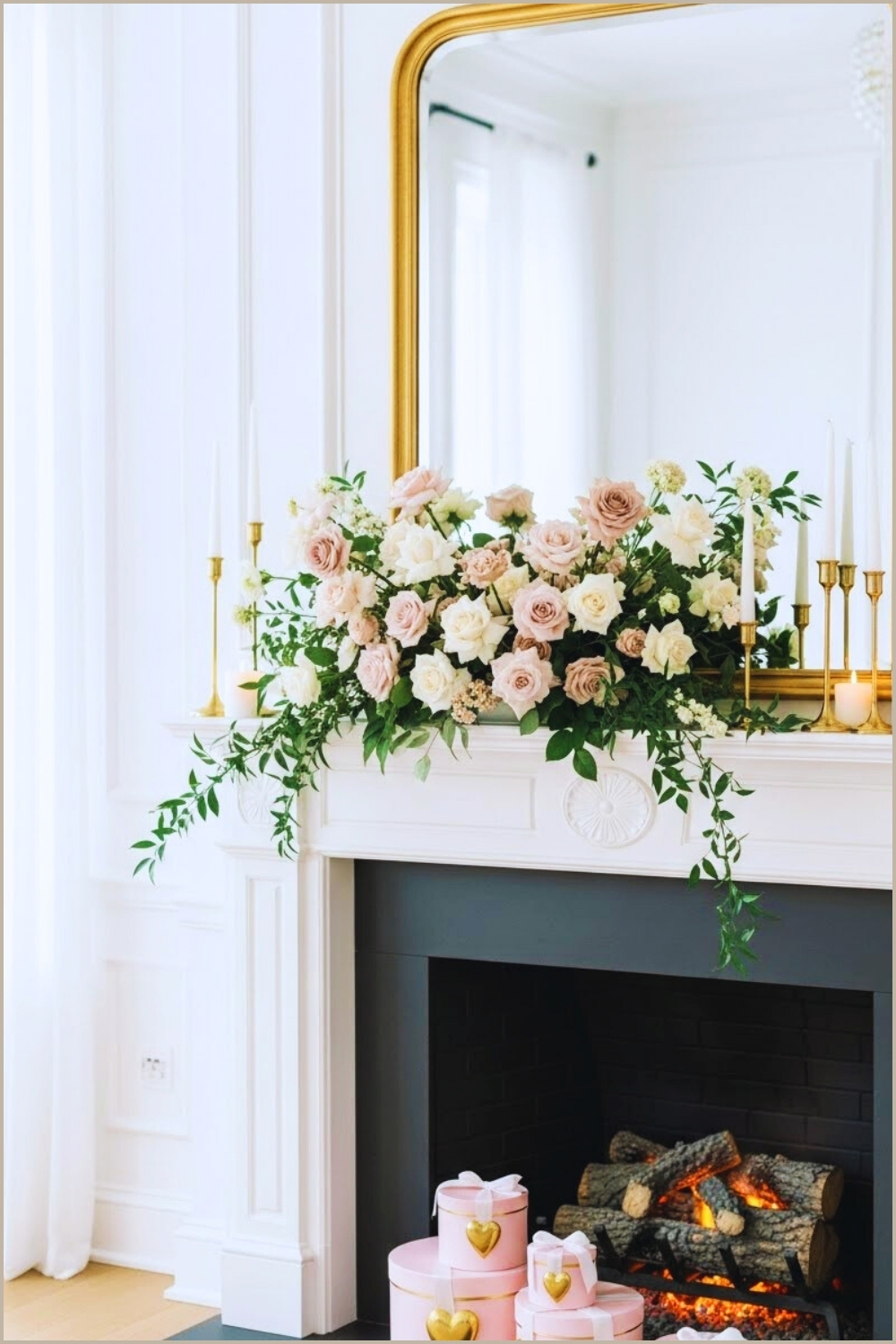 Elegant Valentine S Mantel Decor Classic White Fireplace