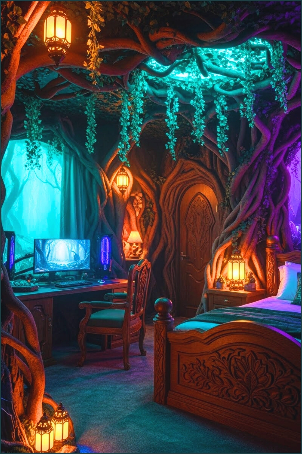 Enchanted Fantasy Gaming Bedroom Magical Forest Themed