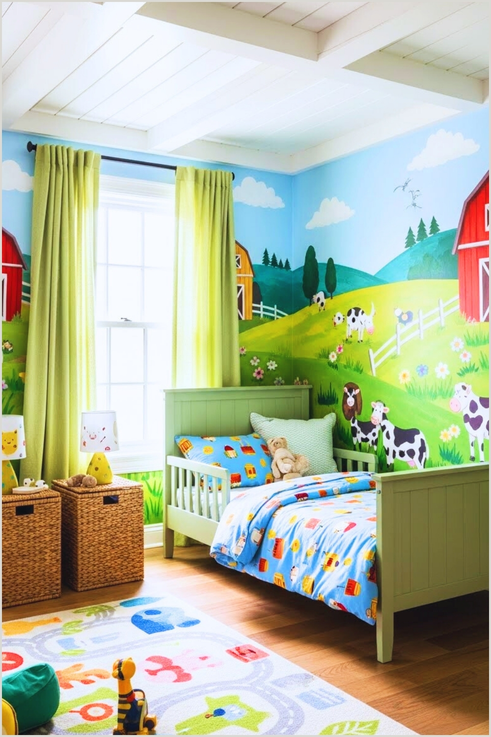 Farm Themed Toddler Bedroom Interior Colorful Storybook Style