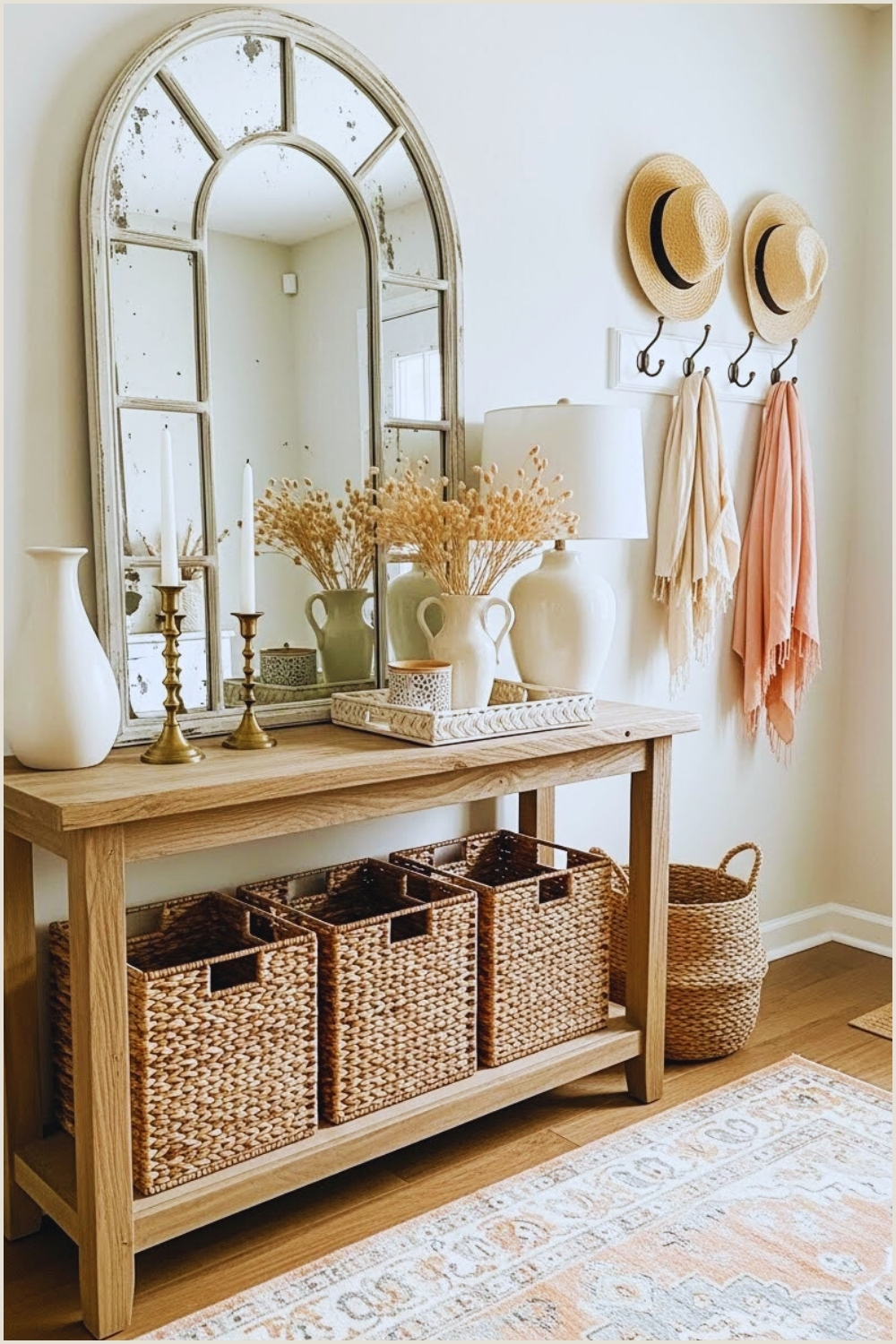 Farmhouse Entryway Styled With Soft Neutral Tones