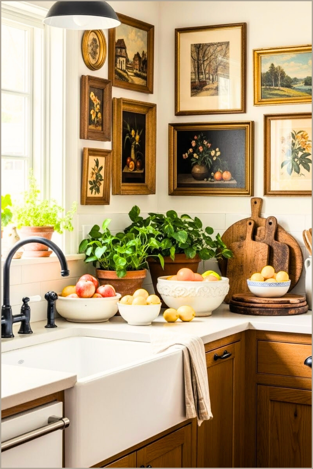 Farmhouse Kitchen With White Apron Sink Wood Cabinets