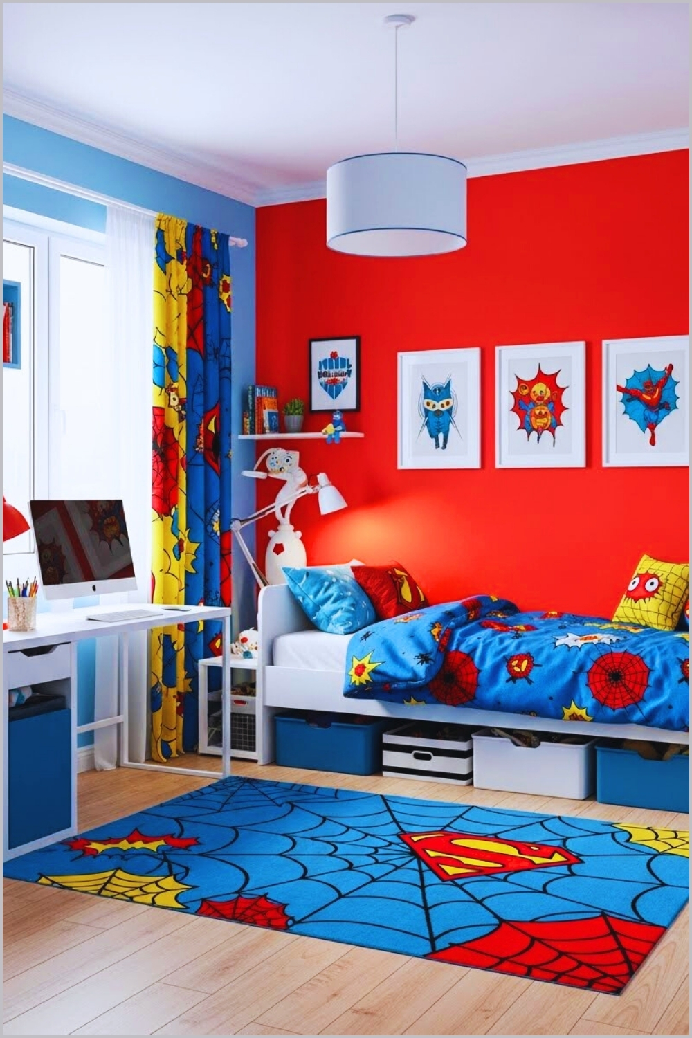 Fun And Modern Kids Bedroom Interior With Blue