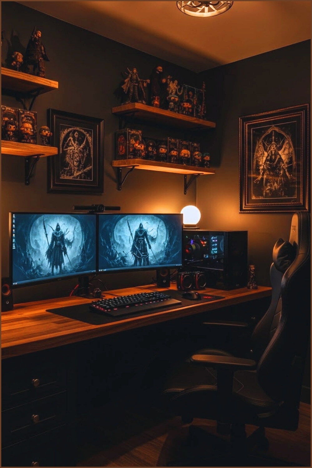 Gothic Dark Fantasy Gaming Room Deep Charcoal And Black Walls