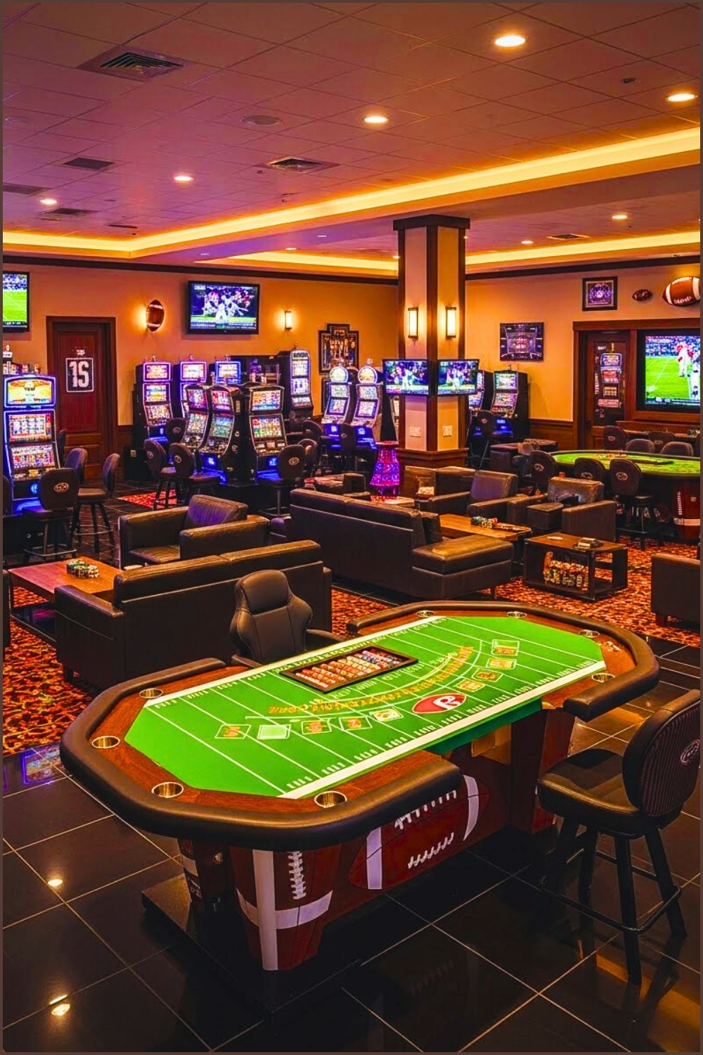 Indoor Casino Game Room, Football Themed Casino Table