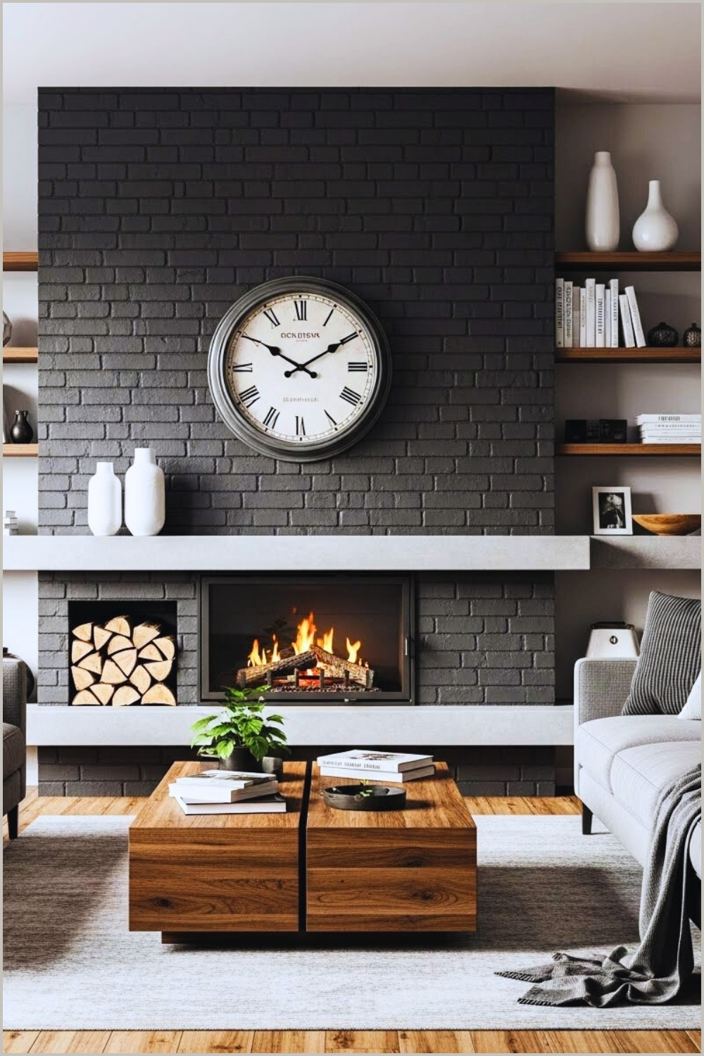 Industrial Chic Living Room With A Textured Charcoal Gray