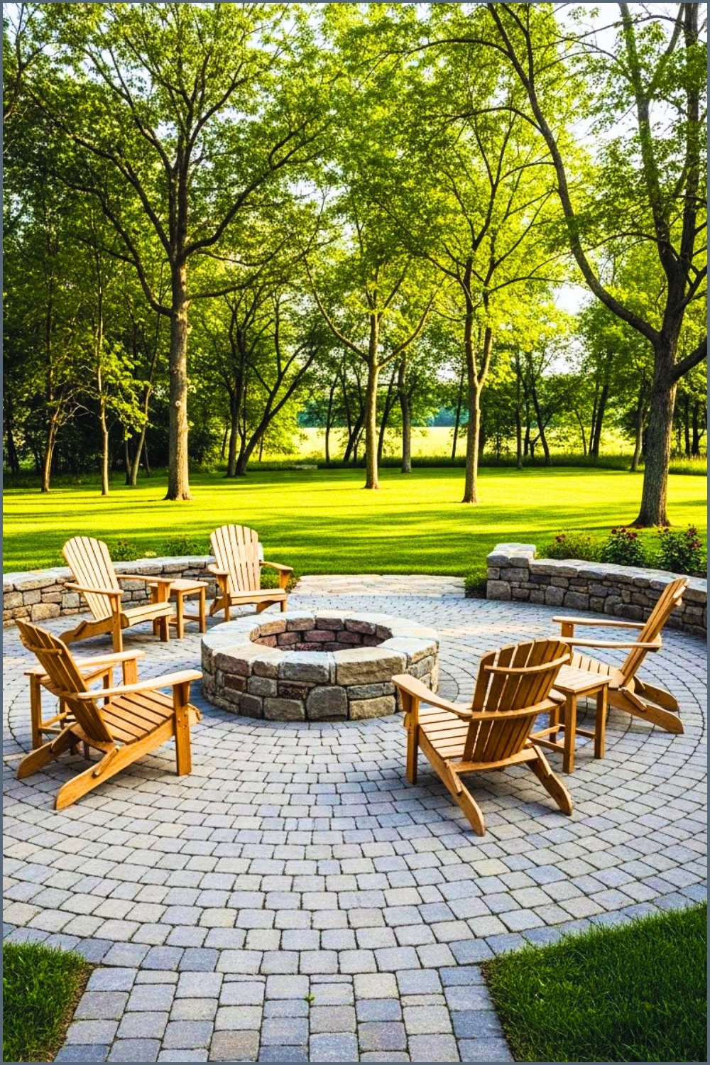 Large Circular Stone-paved Courtyard Built Stone Firepit