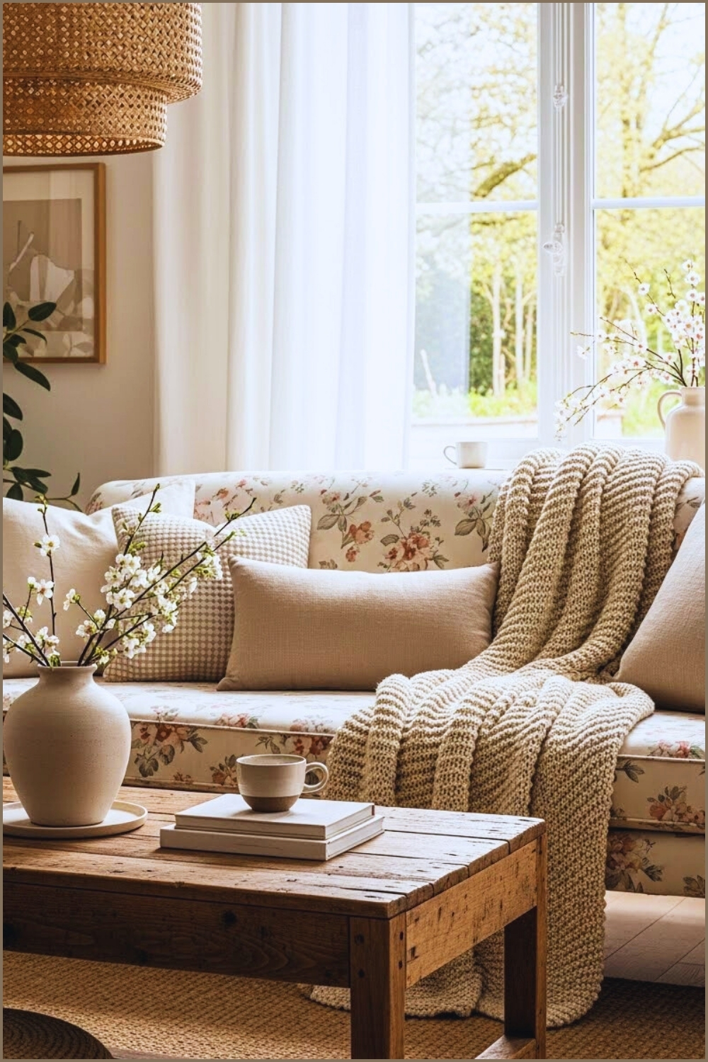 Light Filled Cottagecore Living Room Interior Vintage
