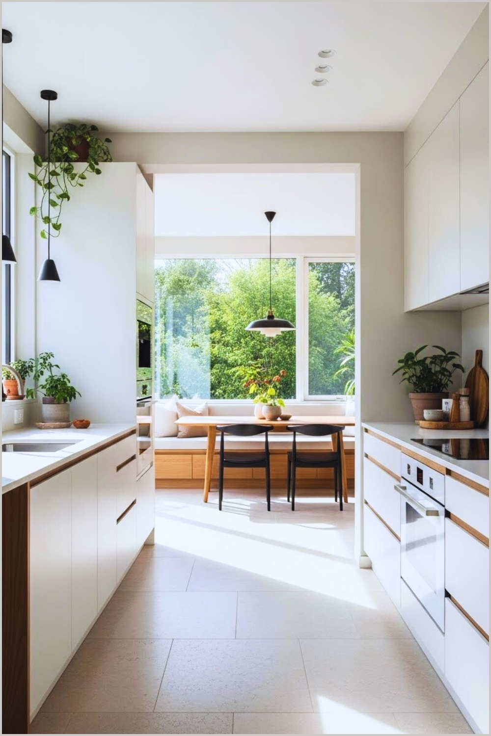 Light Filled Modern Kitchen Interior Minimalist White