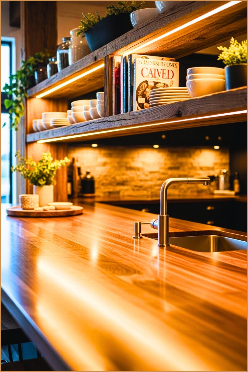 Long Kitchen Island With Integrated Stainless Sink