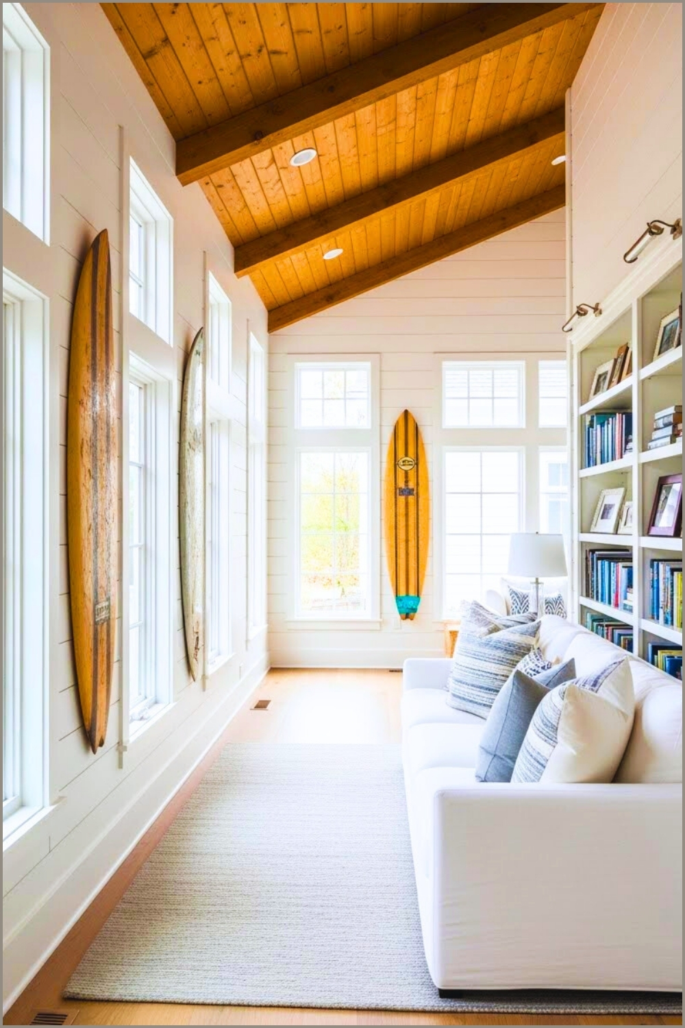 Long Narrow Reading Room, White Shiplap Walls