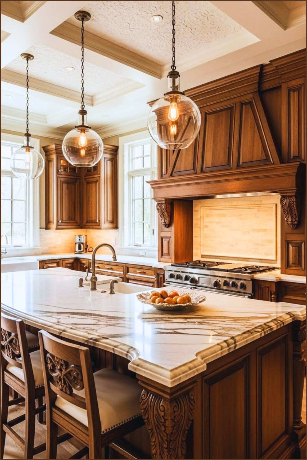Luxurious Traditional Kitchen Interior Rich Dark Wood