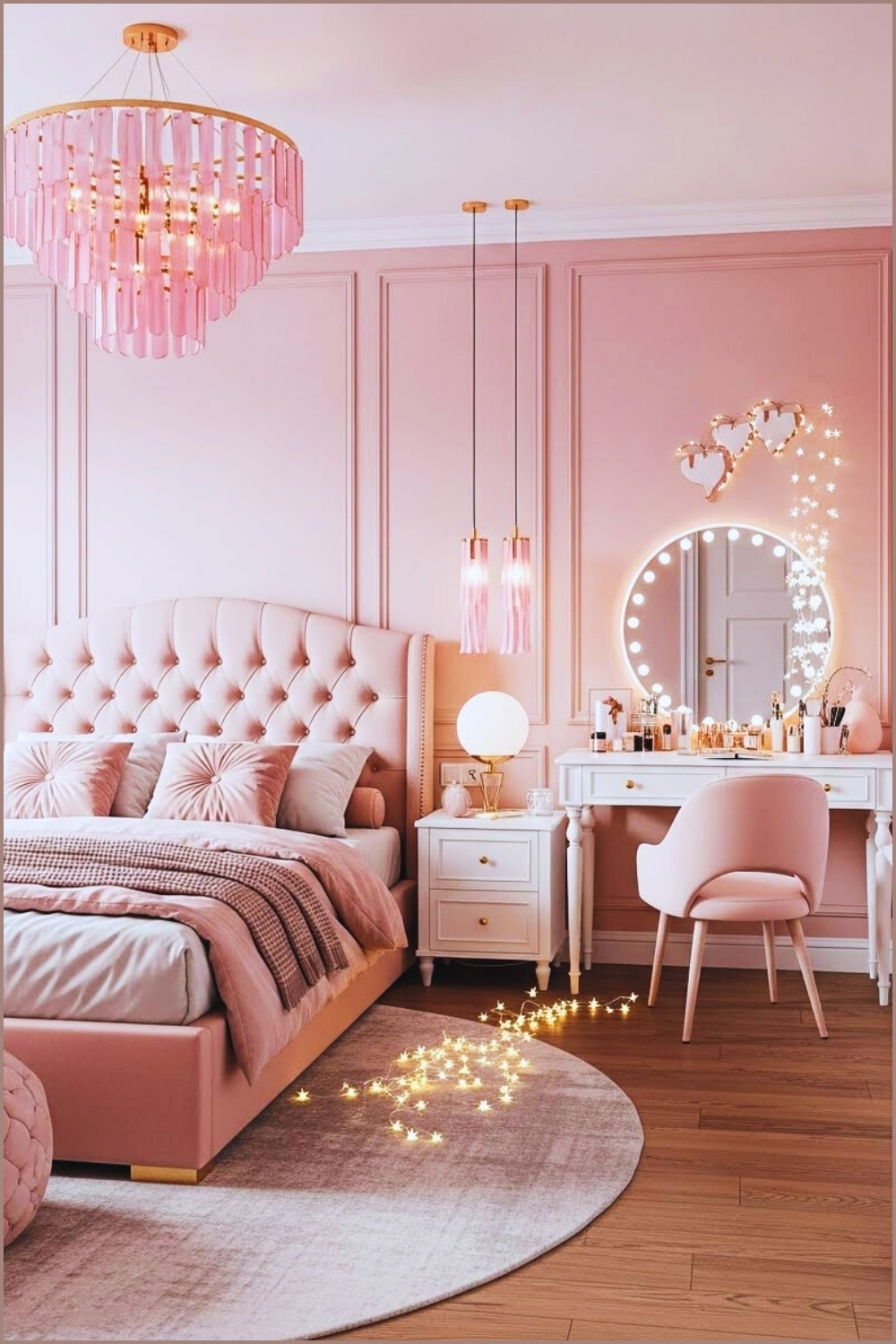 Luxury Aesthetic Pink Bedroom Interior