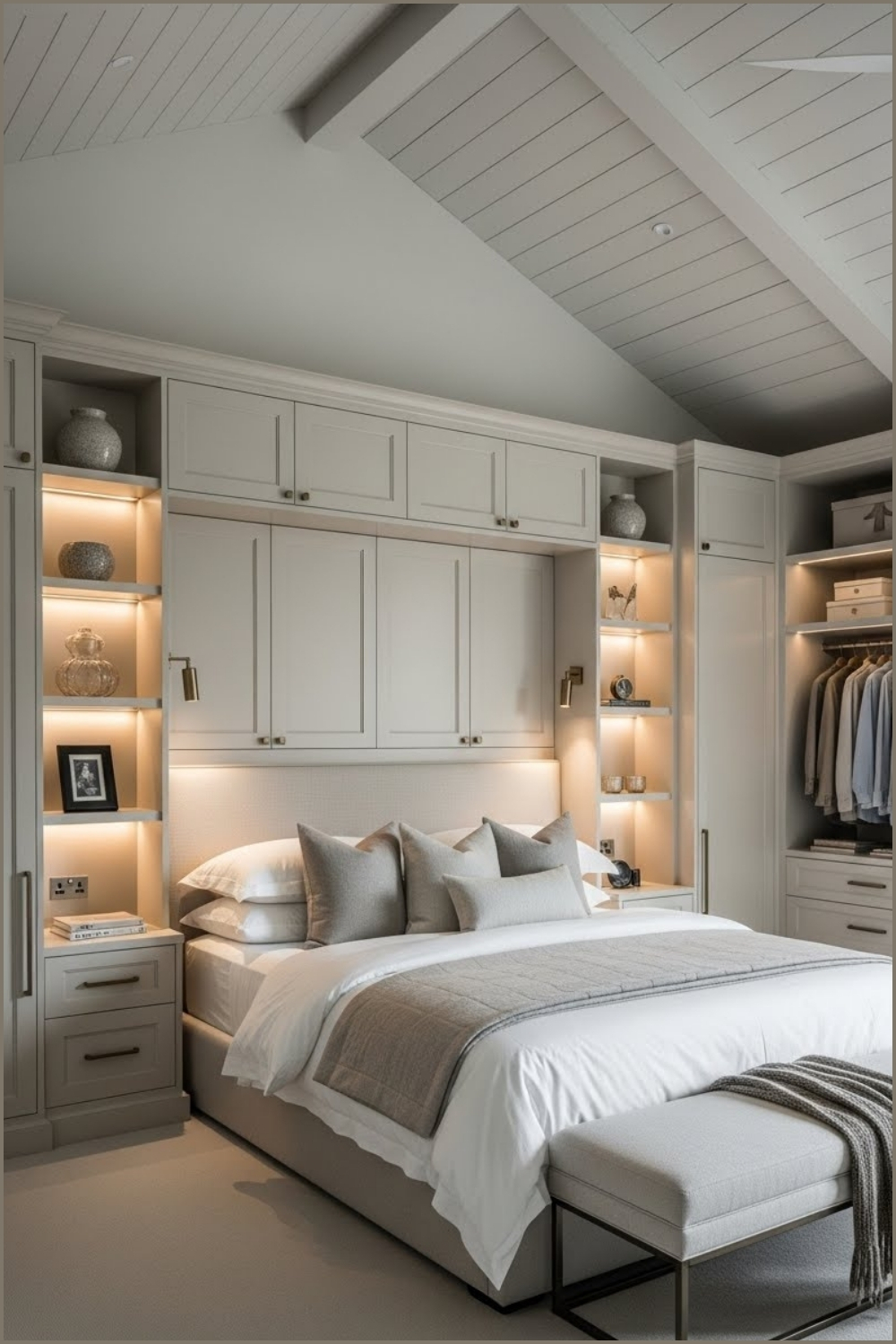 Luxury Bedroom With Custom Built In Wall Storage Seamlessly