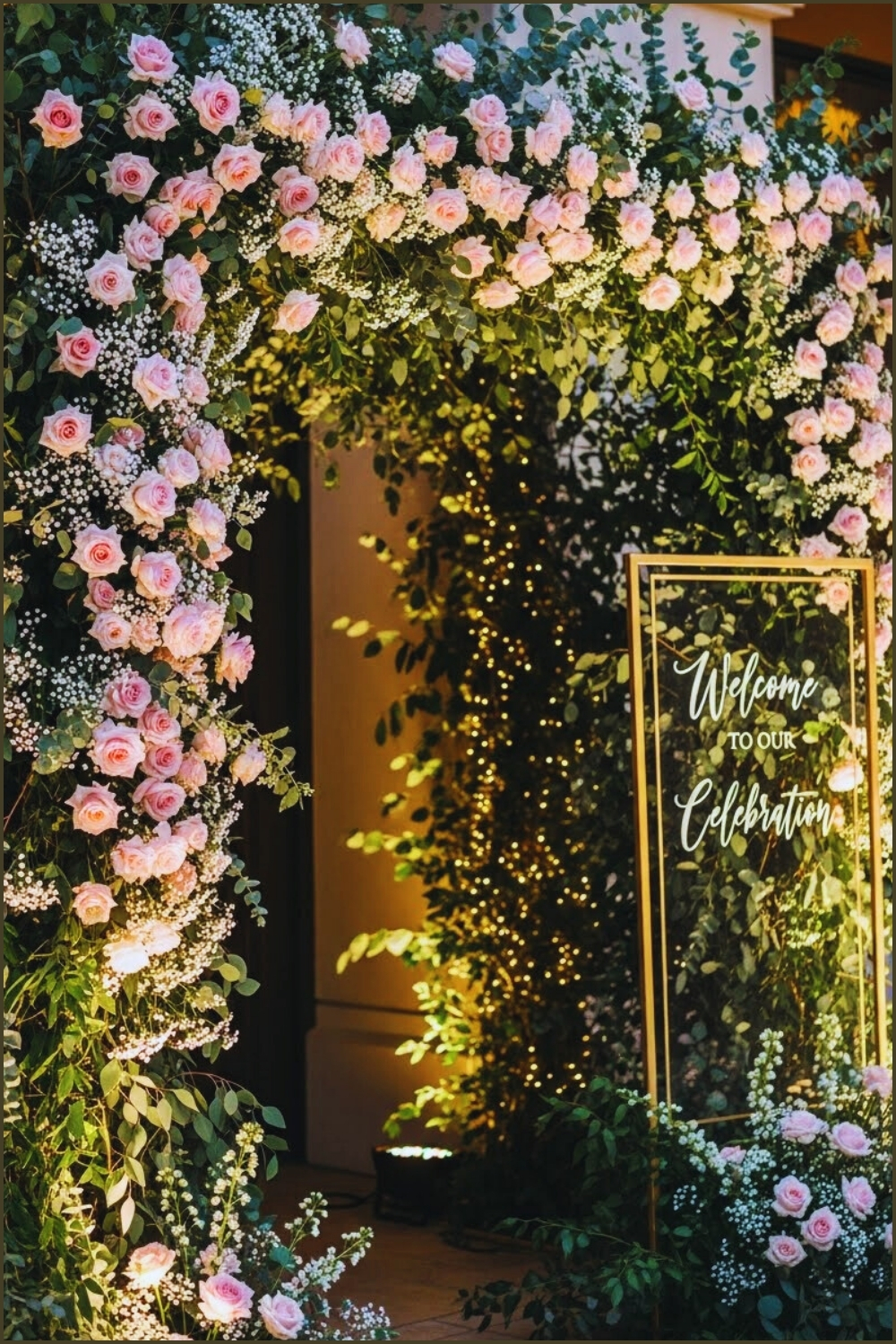 Luxury Event Entrance With Floral Arch Lush Greenery