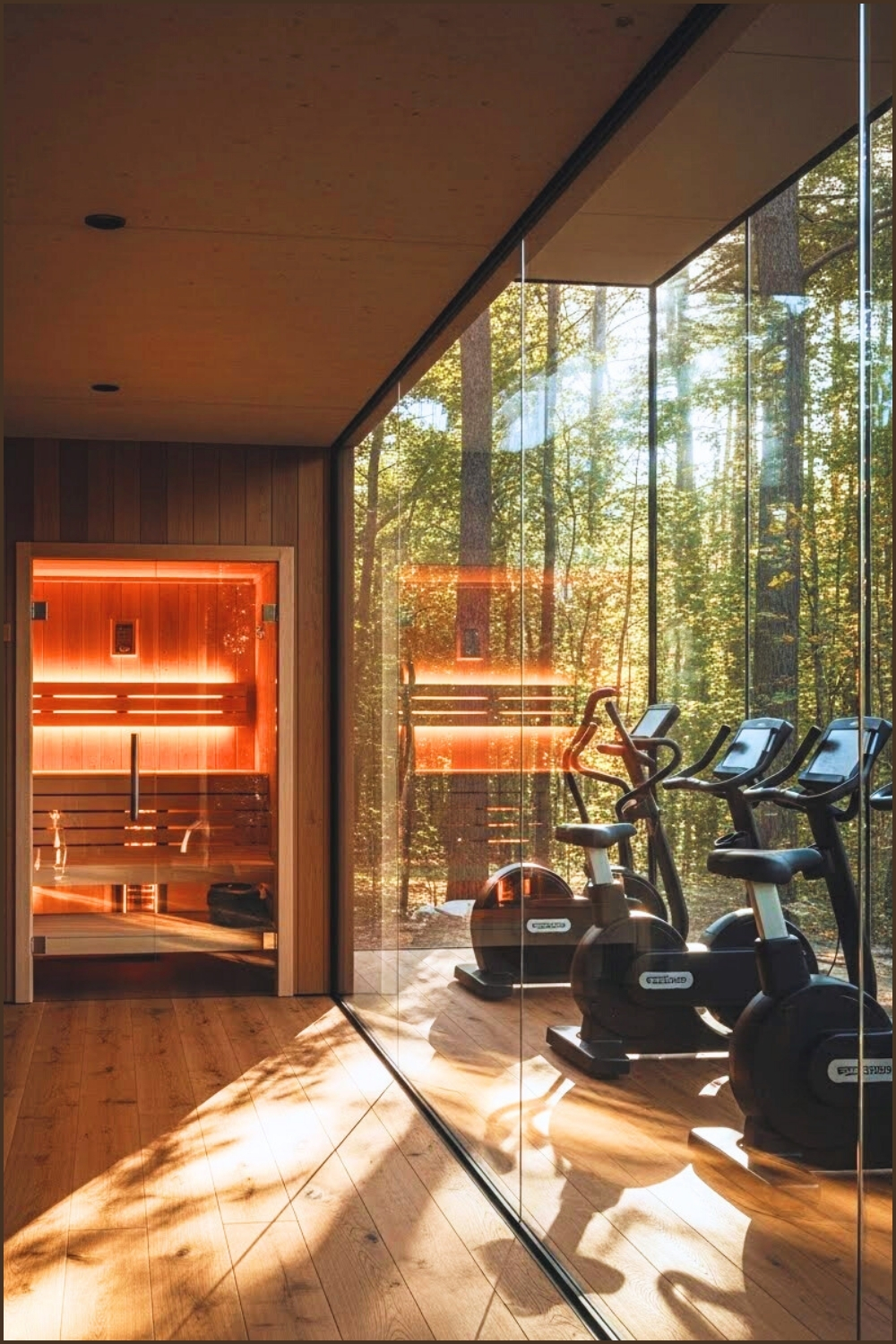 Luxury Home Gym With Floor To Ceiling Glass Walls