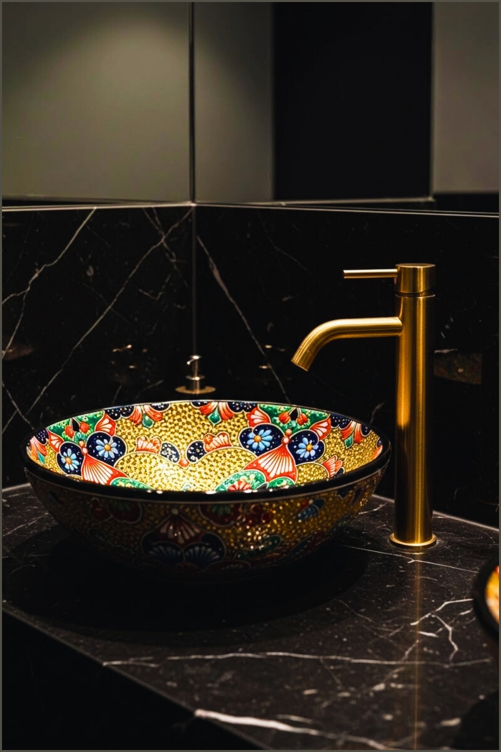 Luxury Modern Bathroom, Black Marble Countertop