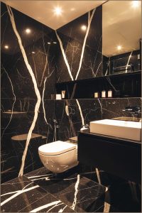 Luxury Modern Bathroom Interior With Glossy Black Marble