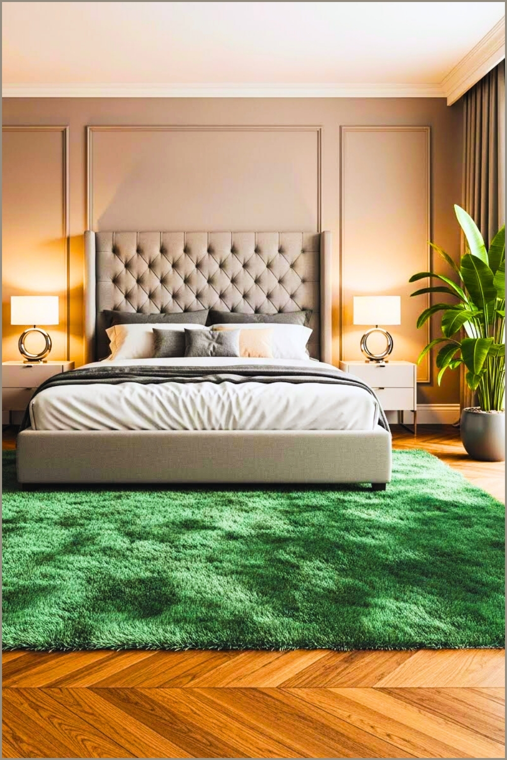 Luxury Modern Bedroom Interior Large Emerald Green Shag