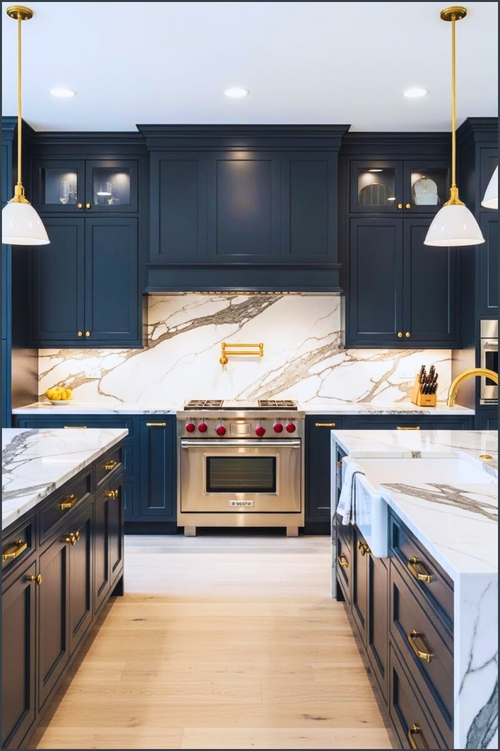 Luxury Modern Kitchen Interior Deep Navy Blue Shaker