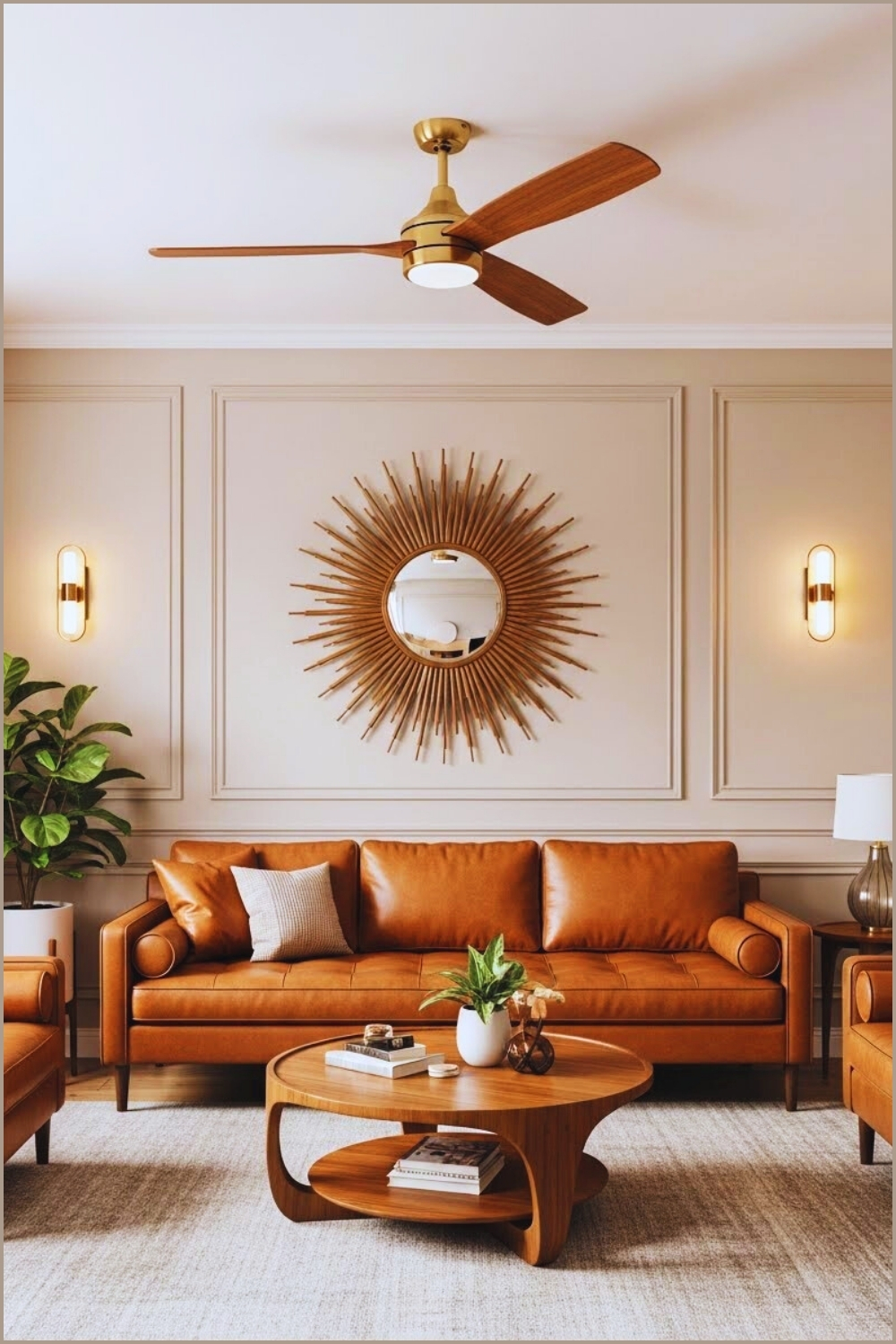 Mid Century Modern Living Room Interior Warm