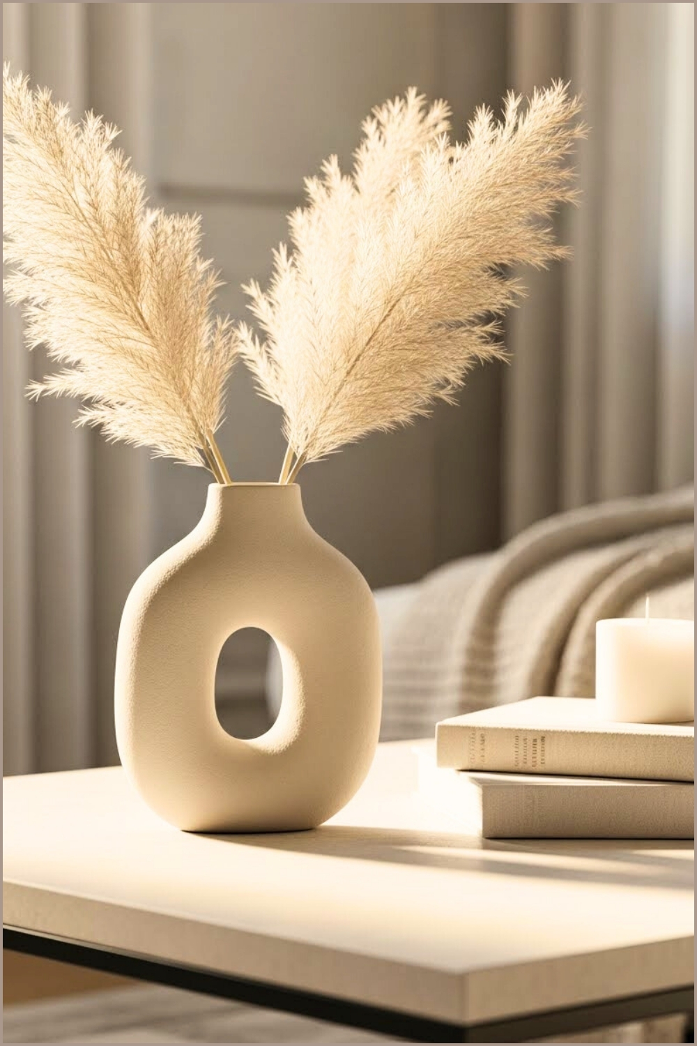 Minimal Boho Decor Close-up, Sculptural Ceramic Vase