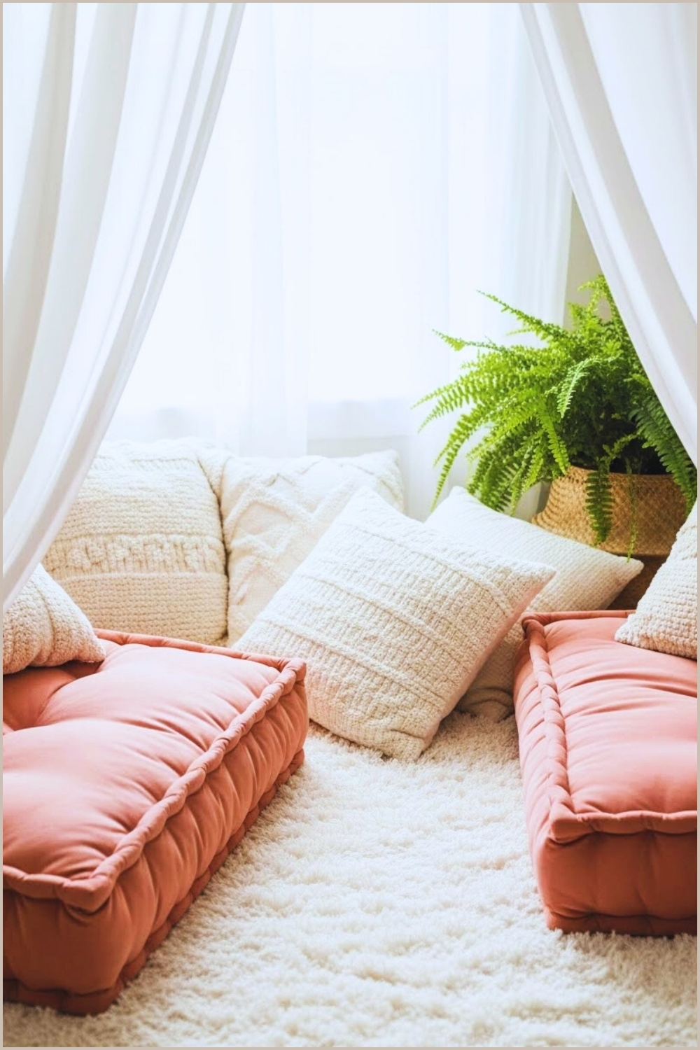 Minimal Boho Cozy Nook With Large Blush Pink
