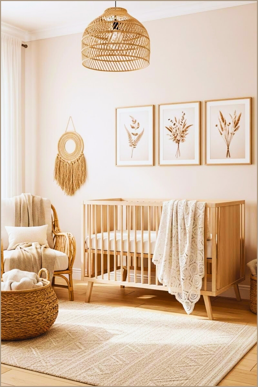 Minimal Boho Nursery, Neutral Beige And Cream Palette