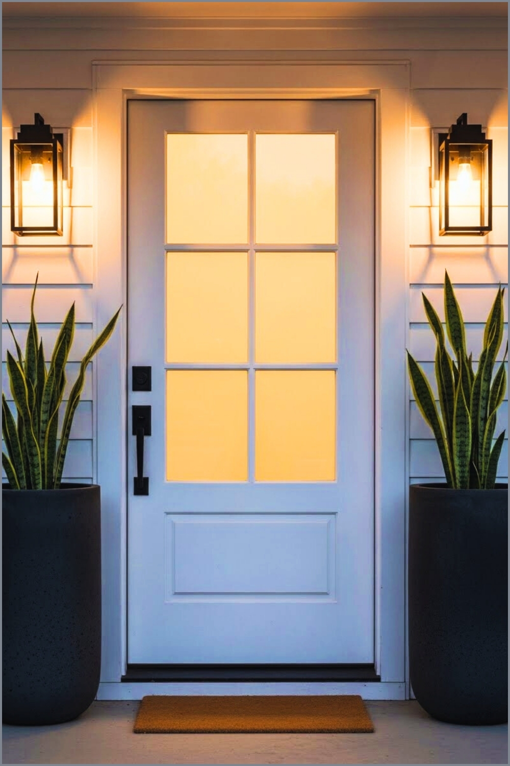 Minimal Modern Entry Porch With White Paneled Door