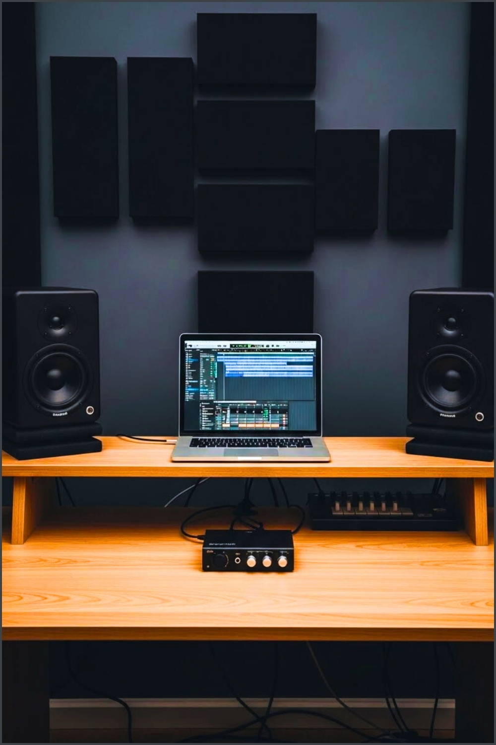 Minimal Modern Music Studio Desk Laptop With Production